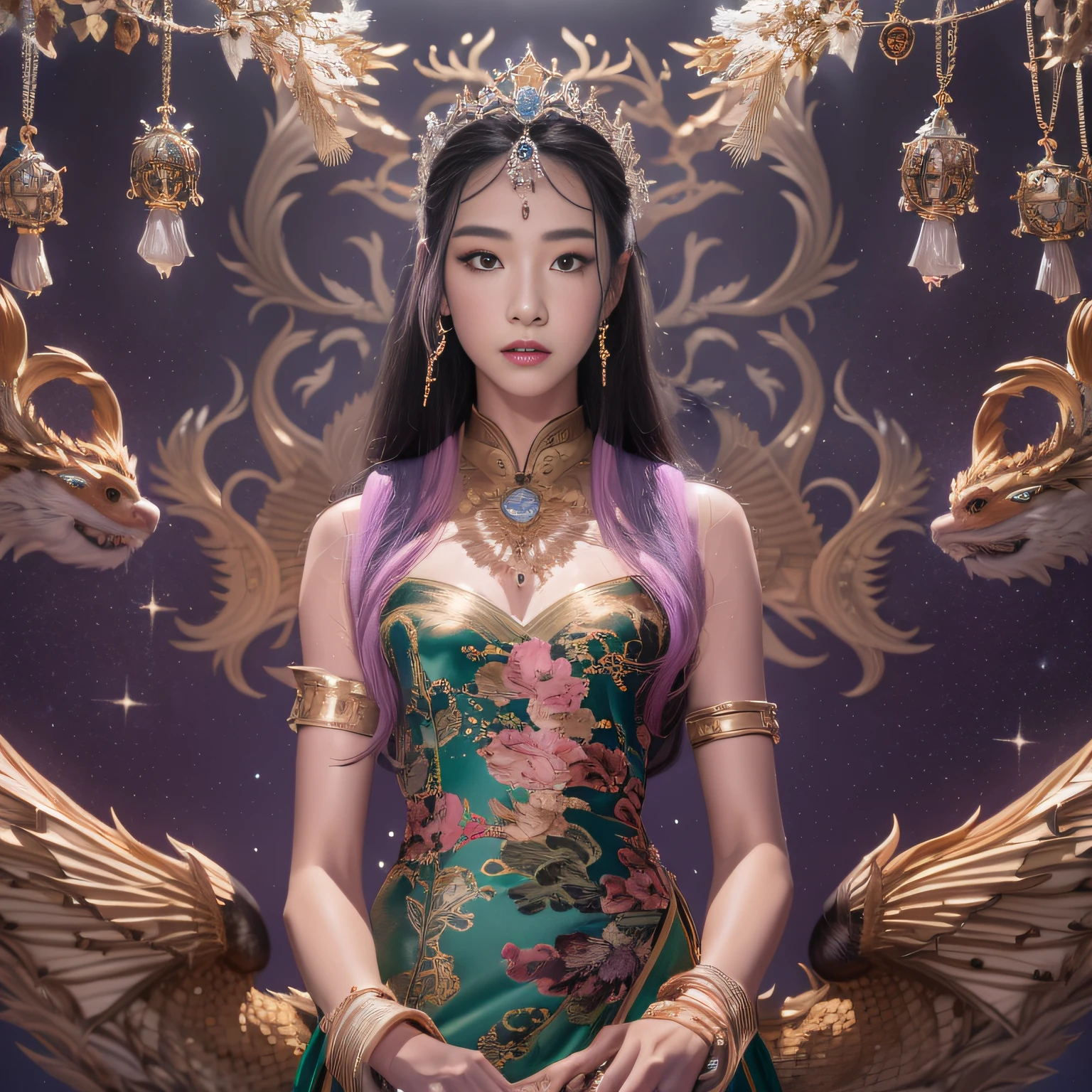 16k(tmasterpiece,k hd,hyper HD,16k)Long flowing black hair,Jewelry quarter in the back room,Brunette King ,Dragon Protector (realisticlying:1.4),Python pattern robe,Purple-pink tiara,Snowflakes fluttering,The background is pure,Hold your head high,Be proud,The nostrils look at people, A high resolution, the detail, RAW photogr, Sharp Re, Nikon D850 Film Stock Photo by Jefferies Lee 4 Kodak Portra 400 Camera F1.6 shots, Rich colors, ultra-realistic vivid textures, Dramatic lighting, Unreal Engine Art Station Trend, cinestir 800,Hold your head high,Be proud,The nostrils look at people
