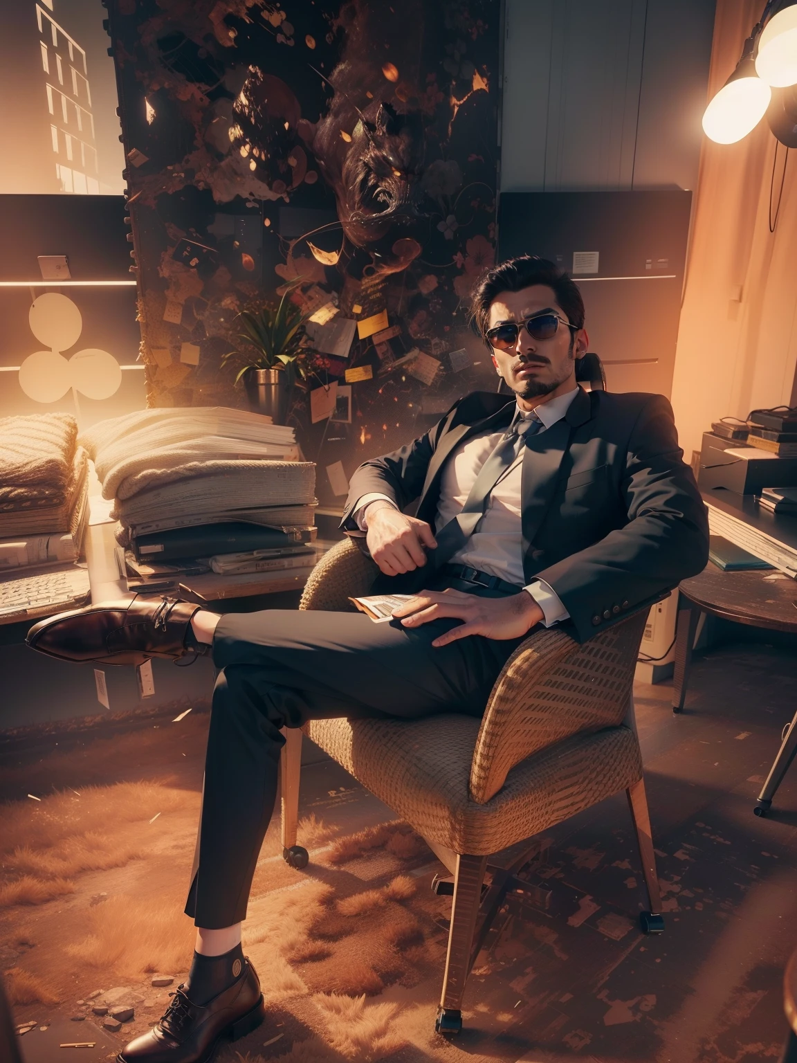 Office background, boss type, best quality