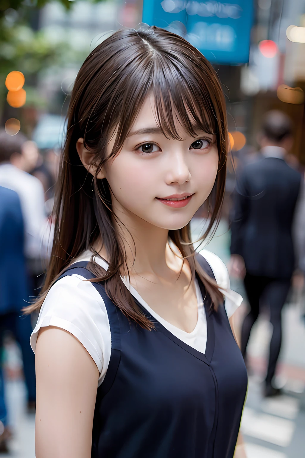 Araffe asian woman with long hair and a black dress - SeaArt AI