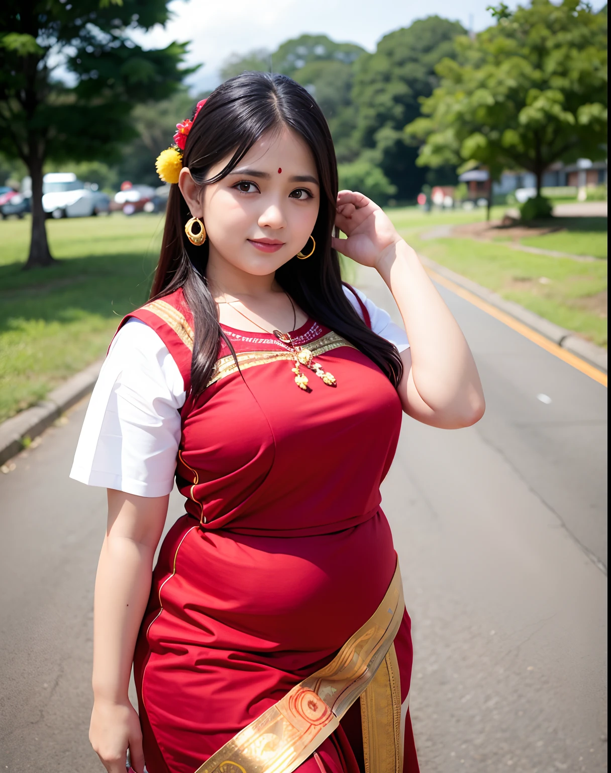 chubby girl dressing in manipuri culture dress double eye lits