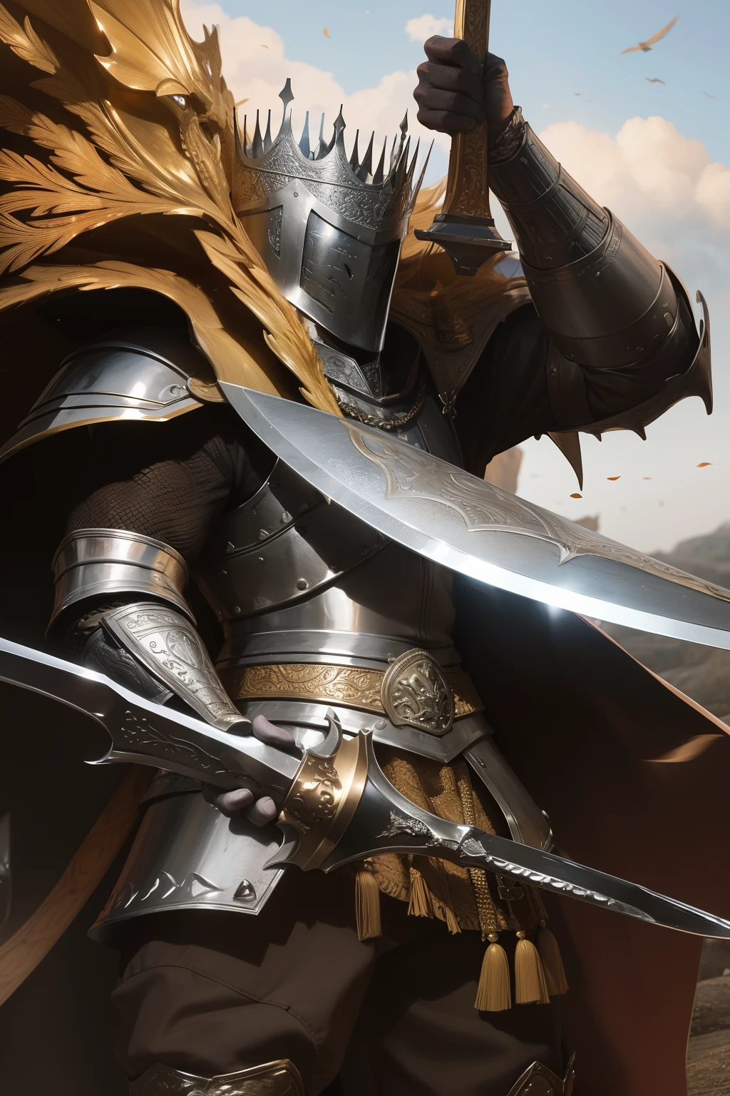 He is a king Wear armor and go to battle as a king The king wields a sword