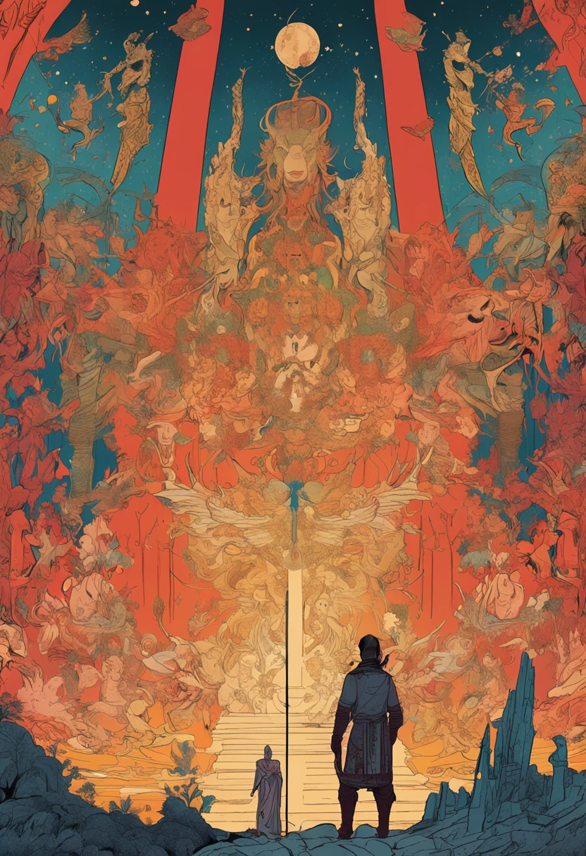 Light of Faith poster, Ann album cover depicts Victor's Throne, Deviant-art, Sots Art, Official artwork, Light of Hell, victo ngai style, official poster artwork, ( ( victo ngai ) ), studio ghibli and dan mumford, anime still film anime shikishi, Lu Ji, nezha : birth of the demon child, Album art