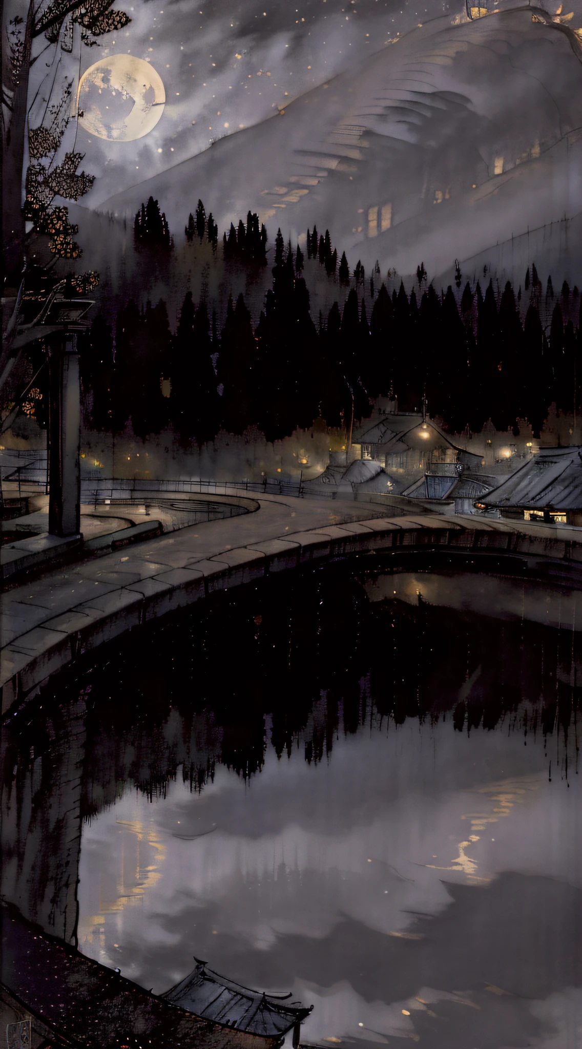 inspired by Vincent van Gogh (Dark and Nighty)
Under a starlit sky painted with deep indigos and purples, a quiet village rests beneath the moon's gentle glow. The rooftops and cobblestone streets are illuminated by the soft radiance, creating a serene yet mysterious ambiance. Van Gogh's signature brushstrokes take on a new intensity, emphasizing the enigmatic beauty of the nighttime scene. The village exudes a sense of solitude and introspection, inviting viewers to explore the secrets held within its shadowy corners