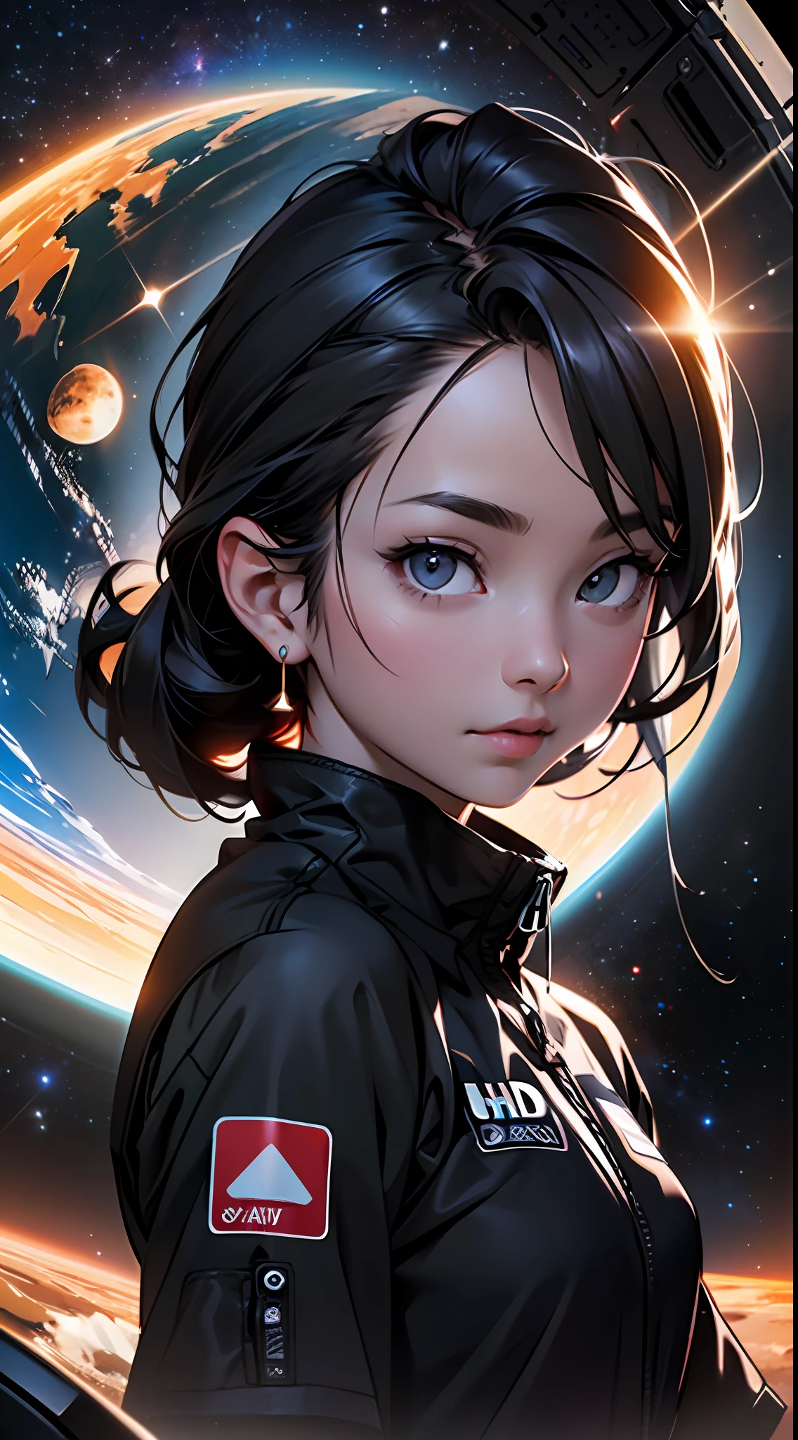 (8K UHD、RAW Photography、Photorealsitic:1.5、Digital SLR、Lifelike images)、(suns)、(Pitch black outer space)