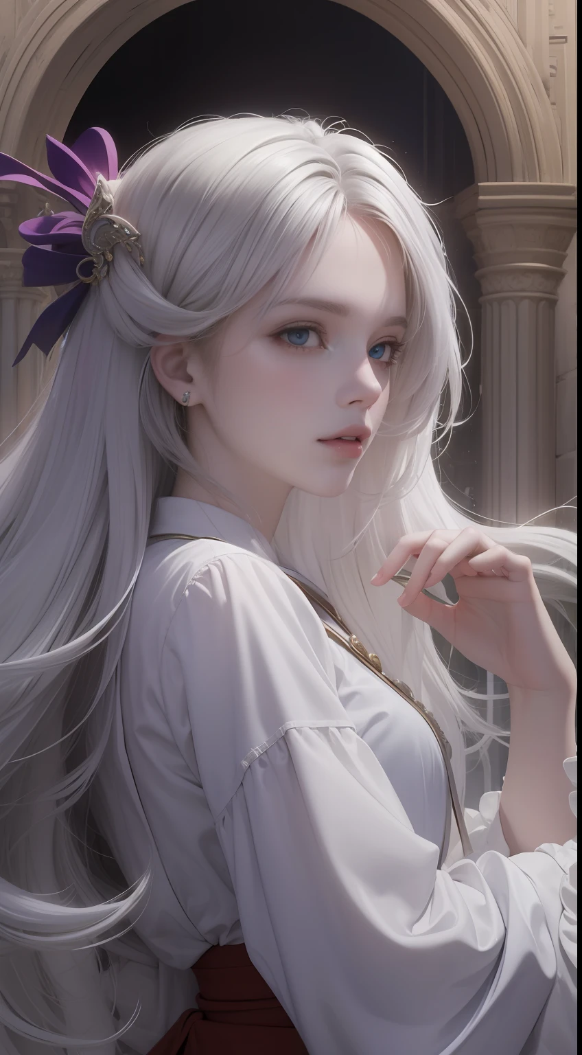 (very detailed CG unity 8k wallpaper, masterpiece, best quality), best illumination, insanely beautiful, floating, girl in white wuxia suits, blue eyes, multicolor hair (silver: 1.3 + red: 1.2 + purple + yellow: 1.3 + green: 1.3), beautiful face, too many drops of water, clouds, twilight, wide angle, watercolor.