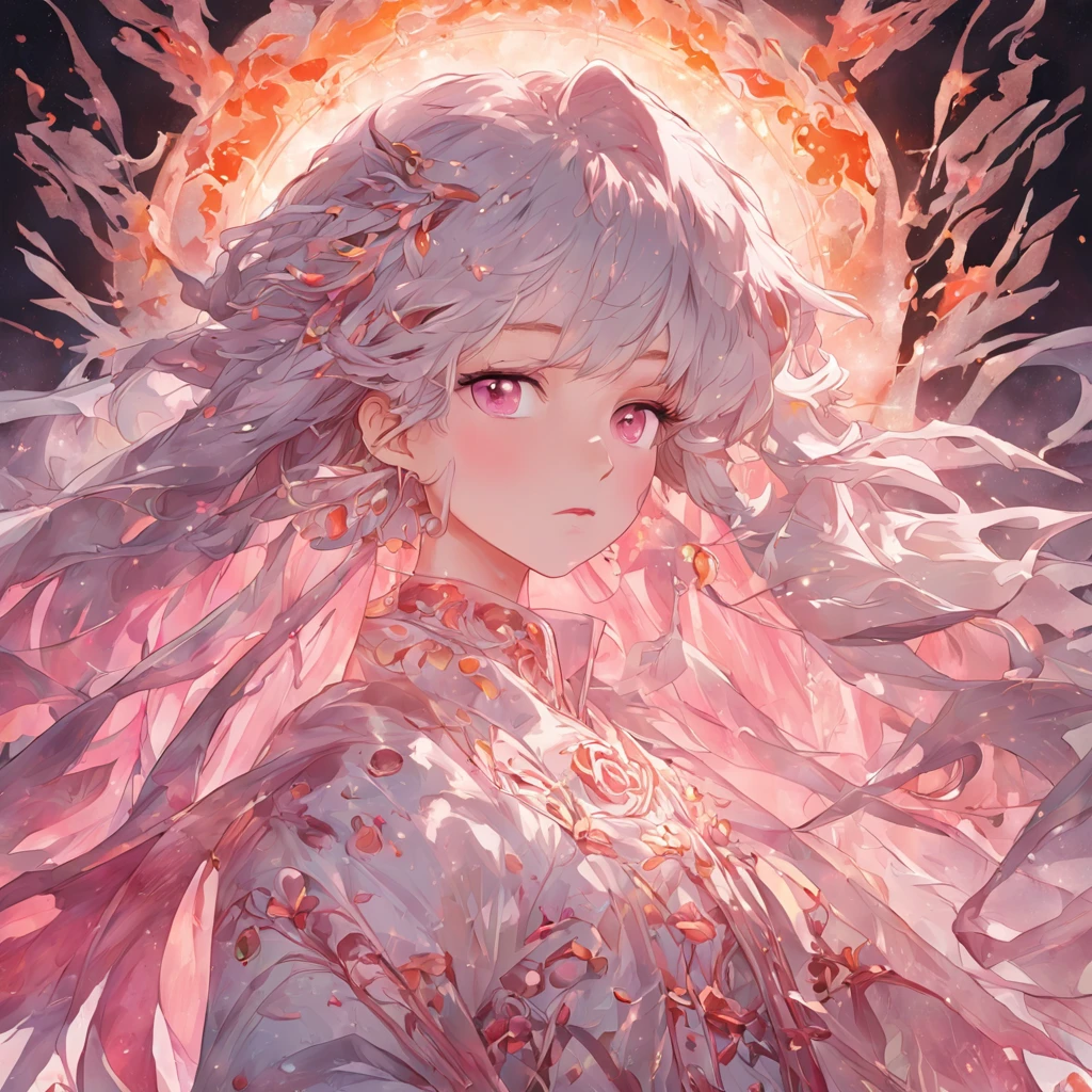 (White background:1.4),(Silhouette of a girl's head, Eyes closed, colorfull long hair, Oriental elements),(Chinese illustration:1.3,paper art:1.3, Quilted paper art:1.2),( reasonable design, Clear lines, High sharpness,Best quality, Very detailed, Masterpiece, movie light effect, 4K )((best qualtiy)), ((tmasterpiece)), (the detail:1.4),,A man,handsome,Brown pupils,Wear a pink coat,cabelos preto e longos,curlies,Earrings anisotropic filtering、Sharp and firm eyes, Very thin lips, beautiful eyes with details, slender eyes,,maximum definition and sharpness、Many-Layer Textures、Albedo e mapas Speculares、Surface coloring、Accurate simulation of light-material interactions、perfectly proportions、rendering by octane、Two-colored light、largeaperture、Low ISO、White balance、the rule of thirds、8K raw data