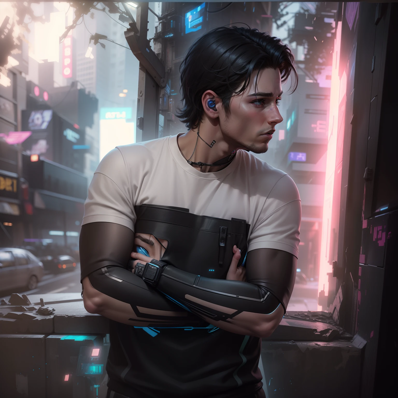 Change background cyberpunk, boy realistic face,8k realistic