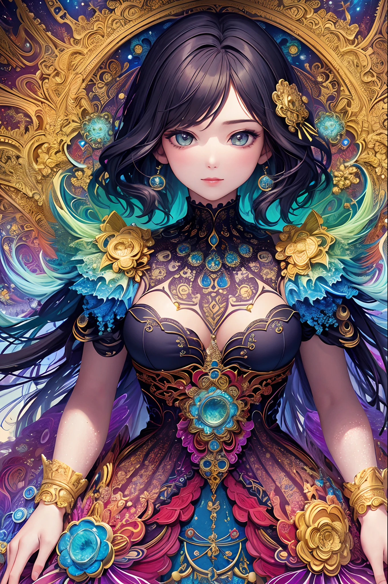 (masterpiece, top quality, best quality, official art, beautiful and aesthetic:1.2), (1girl), extreme detailed,(fractal art:1.3),colorful,highest detailed