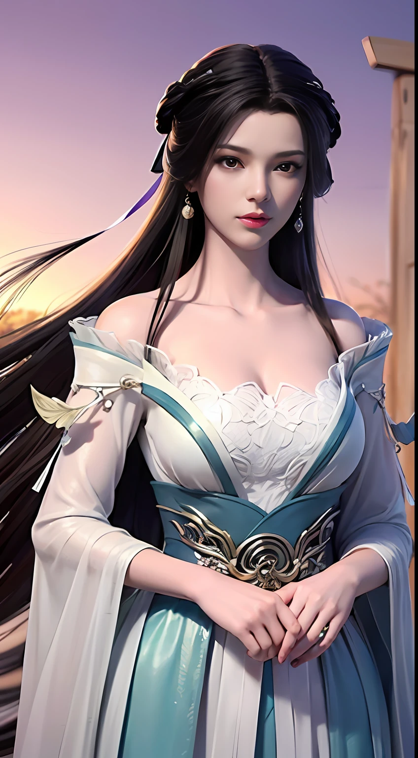 masterpiece,best quality,1girl, black hair, bare shoulders, long hair, dress,cowboy shot, dynamic pose, dynamic angle,