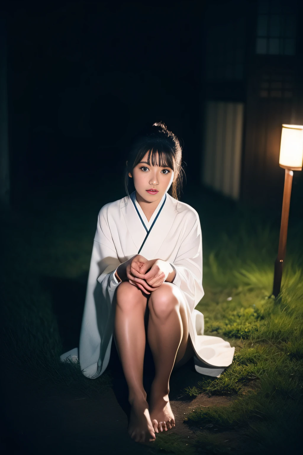(​masterpiece、high-level image quality、hightquality)、(The ghost of a young beauty)、Female Ghost Story,(Japan Ghost Story、Spirit、Psychic phenomena)、Stray Spirits、Amazing beauty、爆乳、Excellent style、Mind-boggling images、She looks like a model actress in Japan.Glossy、full body Esbian、Release cold air、Chill、 Beauty Yokai、dimmed lights.lantern、canny、vhorrified、Japanese houses、Darkness of the night、((fiction、Horror Pictures、ghosts、aura、Psychic Photography))、Sadako and Yotsuya's ghost story is bad、(Earthbound Spirit、The spirit of resentment、Color Spirits),Cemetery of Japan、Japan hell、(The Suspense World of Kindaichi Kousuke),(The human body structure is accurate、Ghosts also have legs),