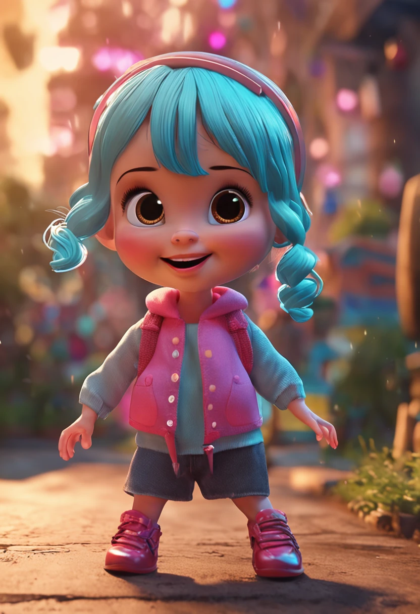 Generate a cute talking cartoon little girl