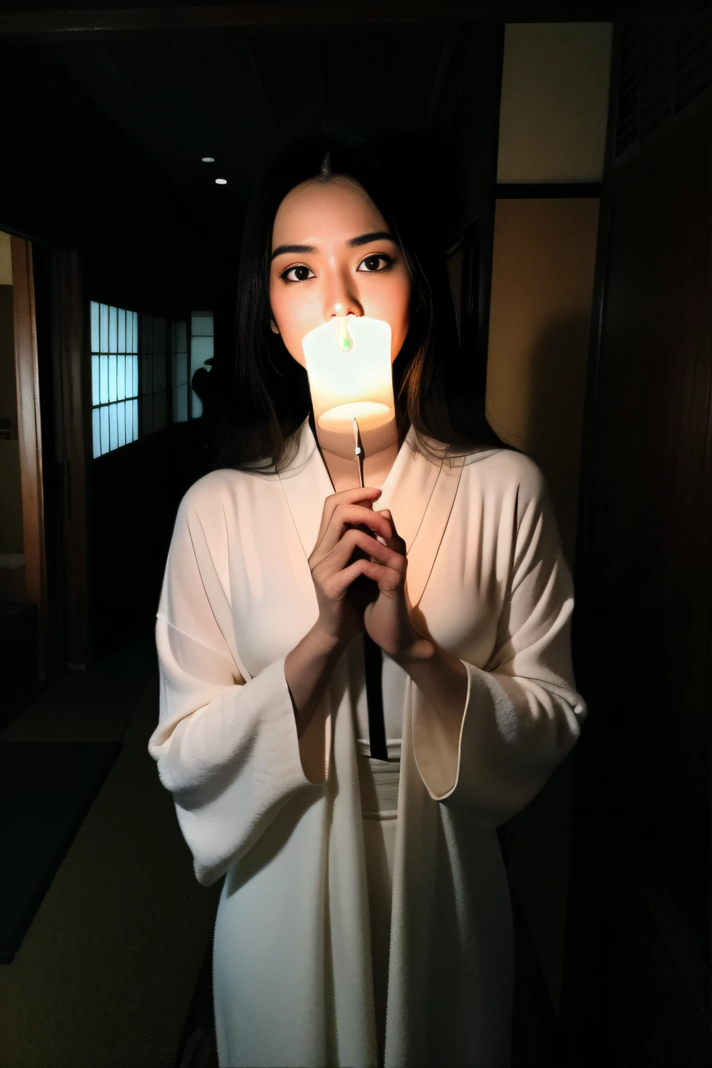 (masterpiece、high-level image quality、hightquality)、(The ghost of a young beauty)、Female Ghost Story,(Japan Ghost Story、Spirit、Psychic phenomena)、Stray Spirits、Amazing beauty、爆乳、Excellent style、Mind-boggling images、She looks like a model actress in Japan.Glossy、full body Esbian、Release cold air、Chill、 Beauty Yokai、dimmed lights.lantern、canny、vhorrified、Japanese houses、Darkness of the night、((fiction、Horror Pictures、ghosts、aura、Psychic Photography))、Sadako and Yotsuya's ghost story is bad、(Earthbound Spirit、The spirit of resentment、Color Spirits),Cemetery of Japan、Japan hell、(The Suspense World of Kindaichi Kousuke),(The human body structure is accurate、Ghosts also have legs),