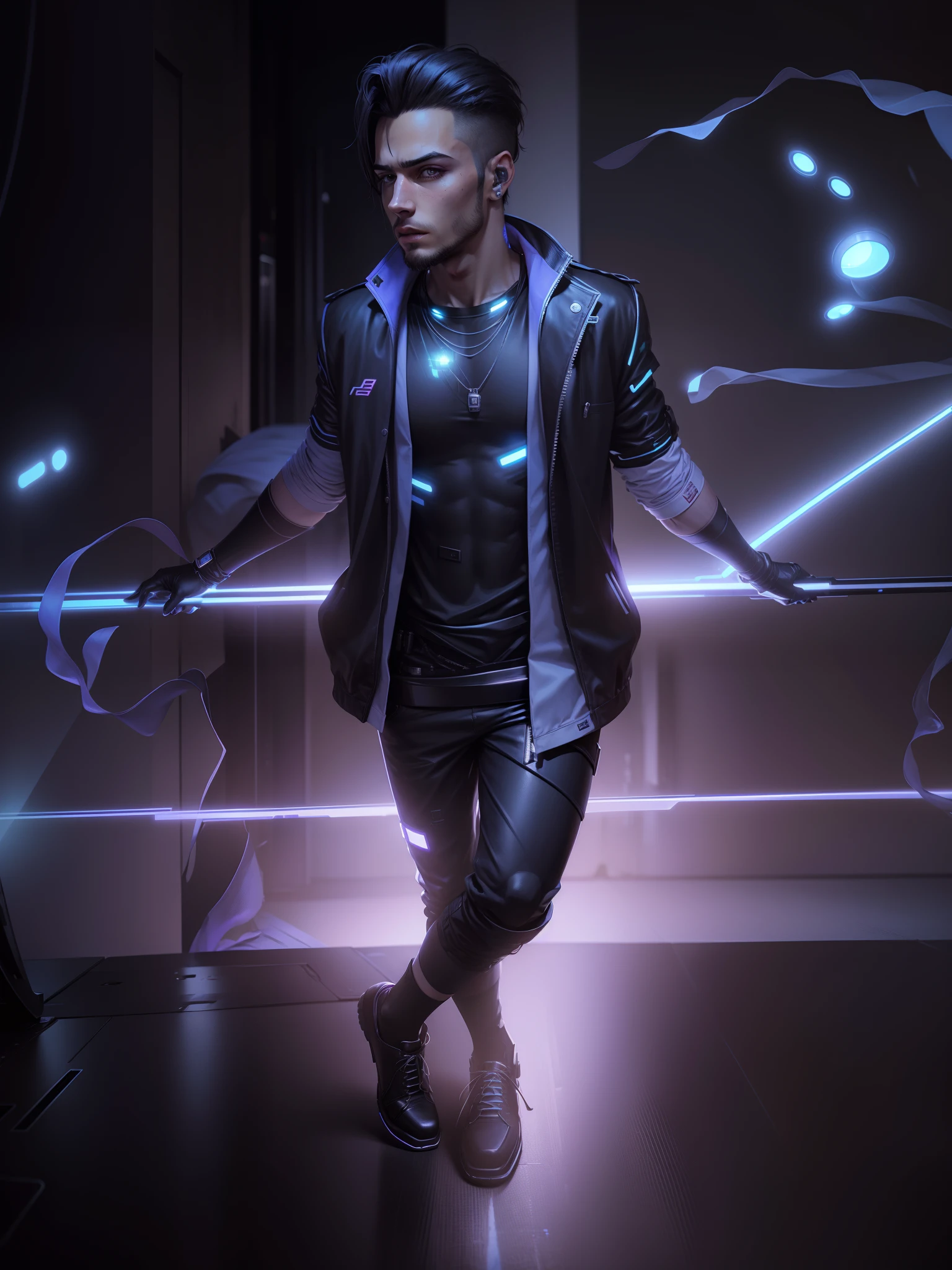 Change background cyberpunk handsome boy, realistic face, 8k, ultra realistic
