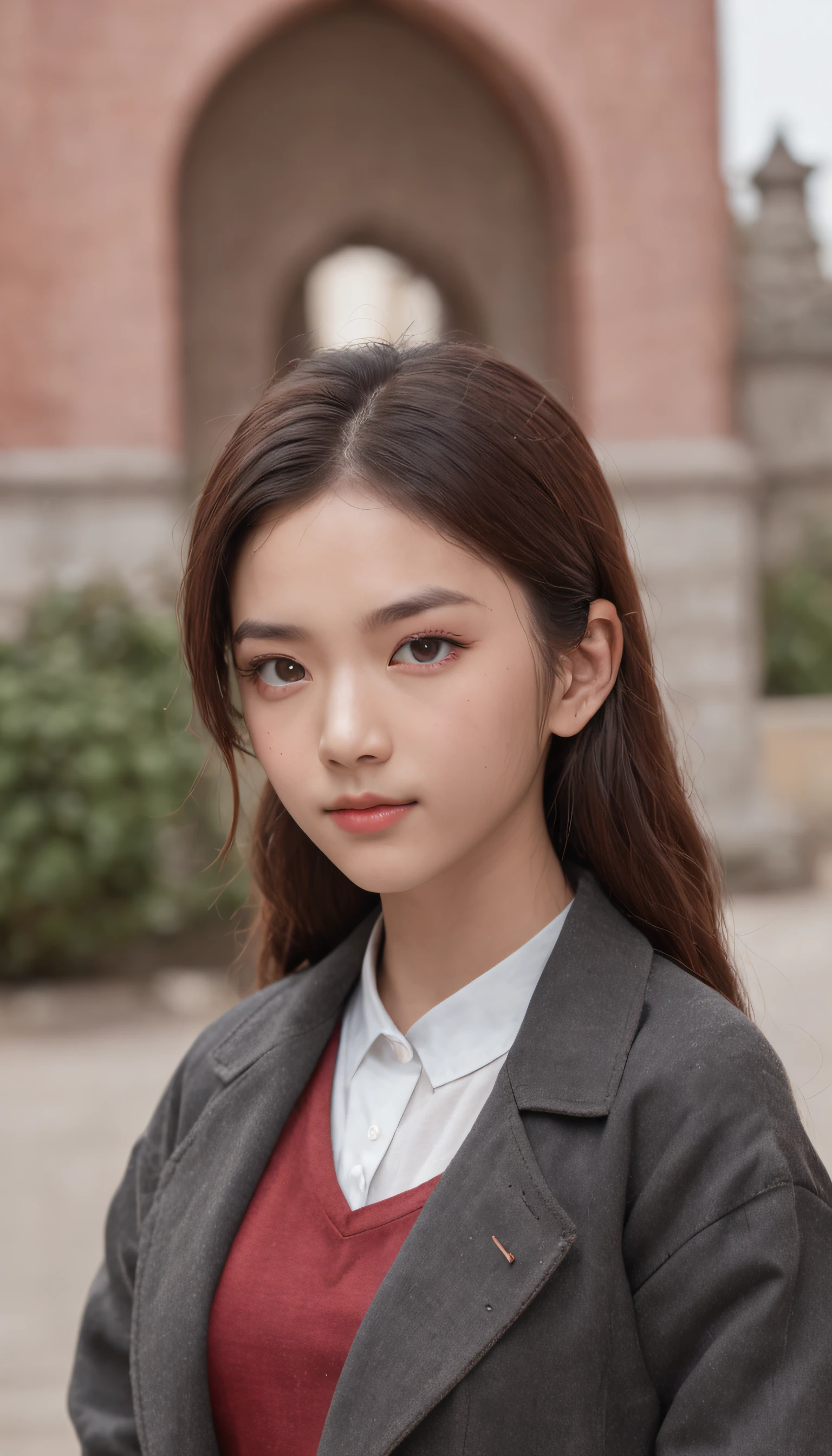 Realiy, realisticlying, movie picture quality, super detailing, Super quality, Super HD, One boy and one girl,(18yr old), Meet at the university gates, Boys and girls walk together,They stood in front of the campus gates,in a panoramic view,standing on your feet,Chinese face, Carrying a school bag, in school uniform, The face was full of joy, Real Photographics