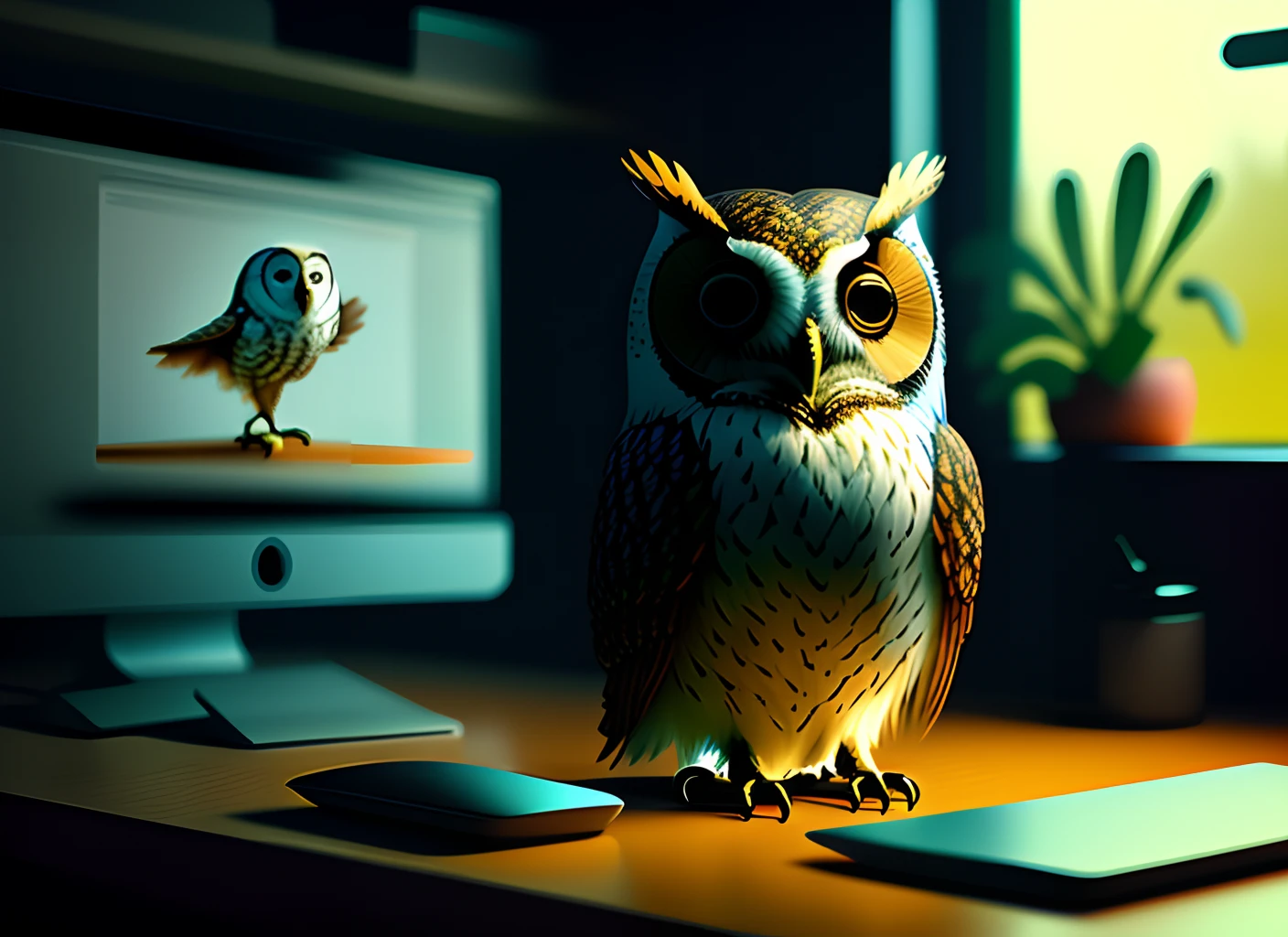 Owl on desktop