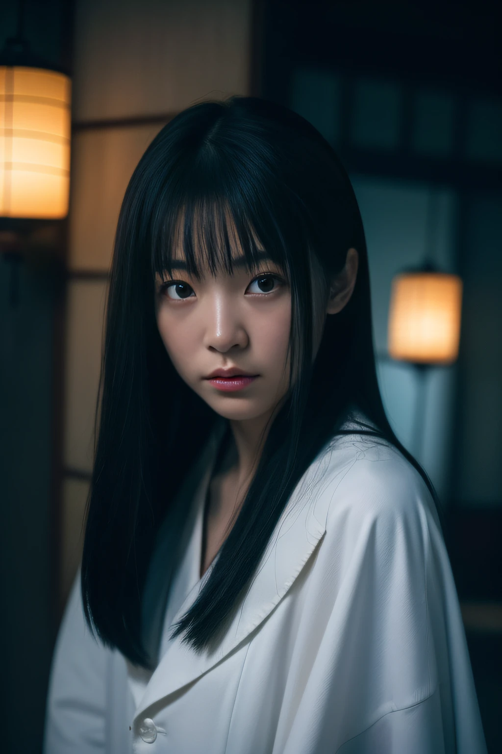 (masterpiece、high-level image quality、hightquality)、(The ghost of a young beauty)、Female Ghost Story,(Japan Ghost Story、Spirit、Psychic phenomena)、Stray Spirits、Amazing beauty、爆乳、Excellent style、Mind-boggling images、She looks like a model actress in Japan.Glossy、full body Esbian、Release cold air、Chill、 Beauty Yokai、dimmed lights.lantern、canny、vhorrified、Japanese houses、Darkness of the night、((fiction、Horror Pictures、ghosts、aura、Psychic Photography))、Sadako and Yotsuya's ghost story is bad、(Earthbound Spirit、The spirit of resentment、Color Spirits),Cemetery of Japan、Japan hell、(Kosuke Kindaichi's Suspense World),(The structure of the human body is accurate、Ghosts also have legs),(Think of life after death、Although the ghost stories of most ghost stories and horror works are fiction)、