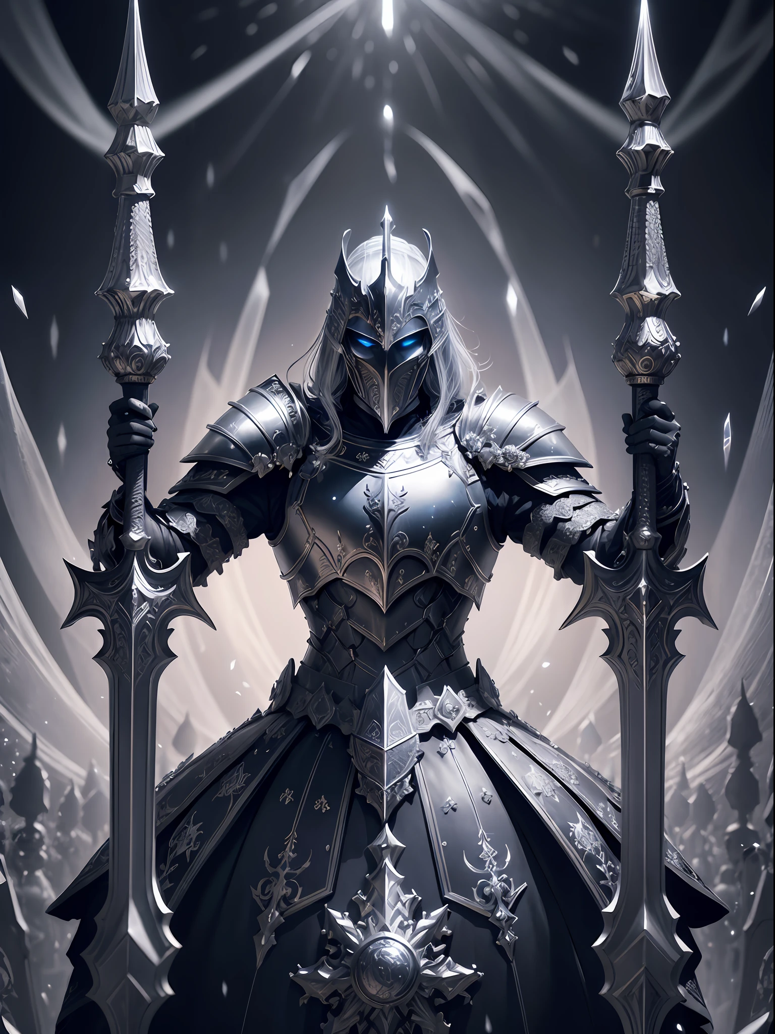 Knight, female, helmet, ghost, crown, dark, 
