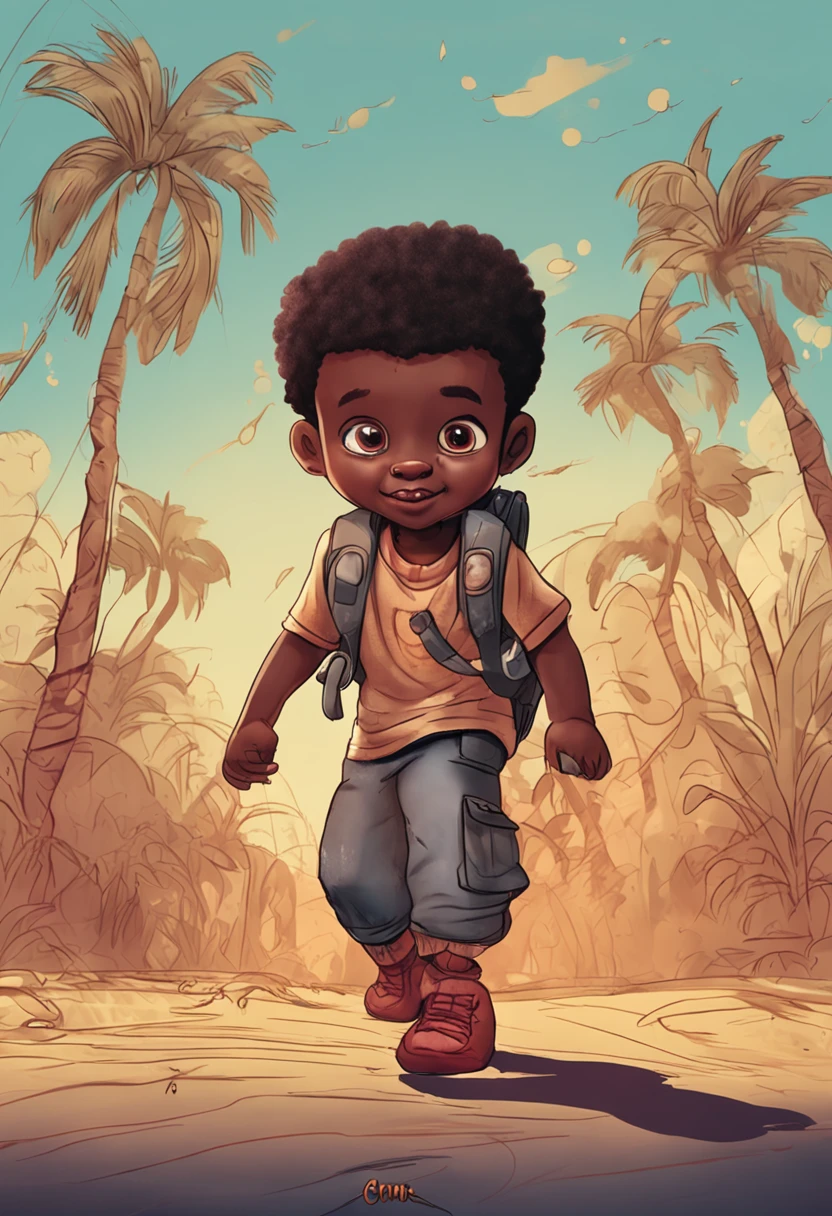 criar um personagem infantil ocidental de pele branca cabelos escuros e olhos escuros