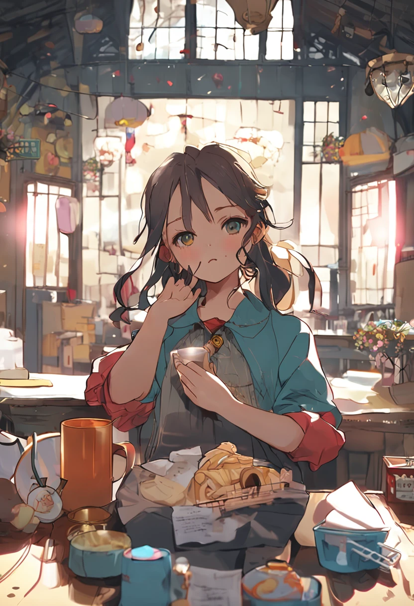 a beauty girl、Ahe、realisitic、Cross-eyed、Akkanbe、年轻、cute little
