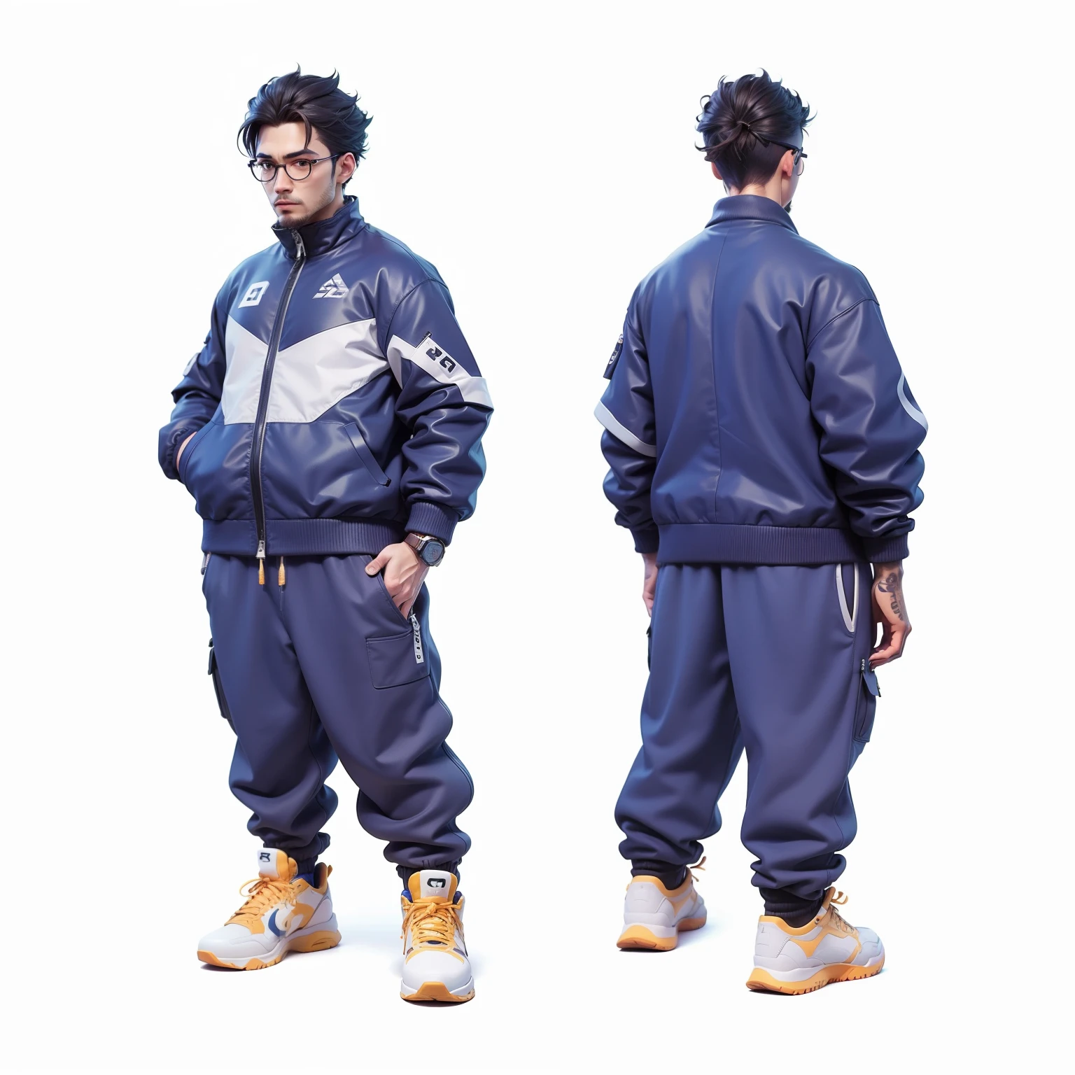 Niji style, Cg, unity, rendered, man, standing, sneakers, jacket, sweat pants