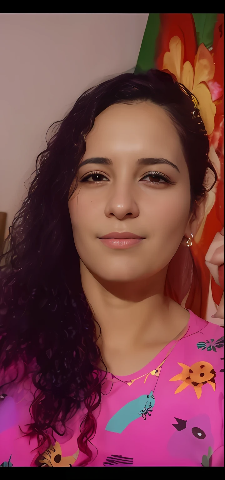 there is a woman with long black hair wearing a pink shirt, 30-year-old woman from cuba, profile image, alanis guillen, 30 years old woman, 3 0 years old woman, by Nándor Katona, malika favre, 3 5 year brazilian mother, fernanda suarez, monserrat gudiol