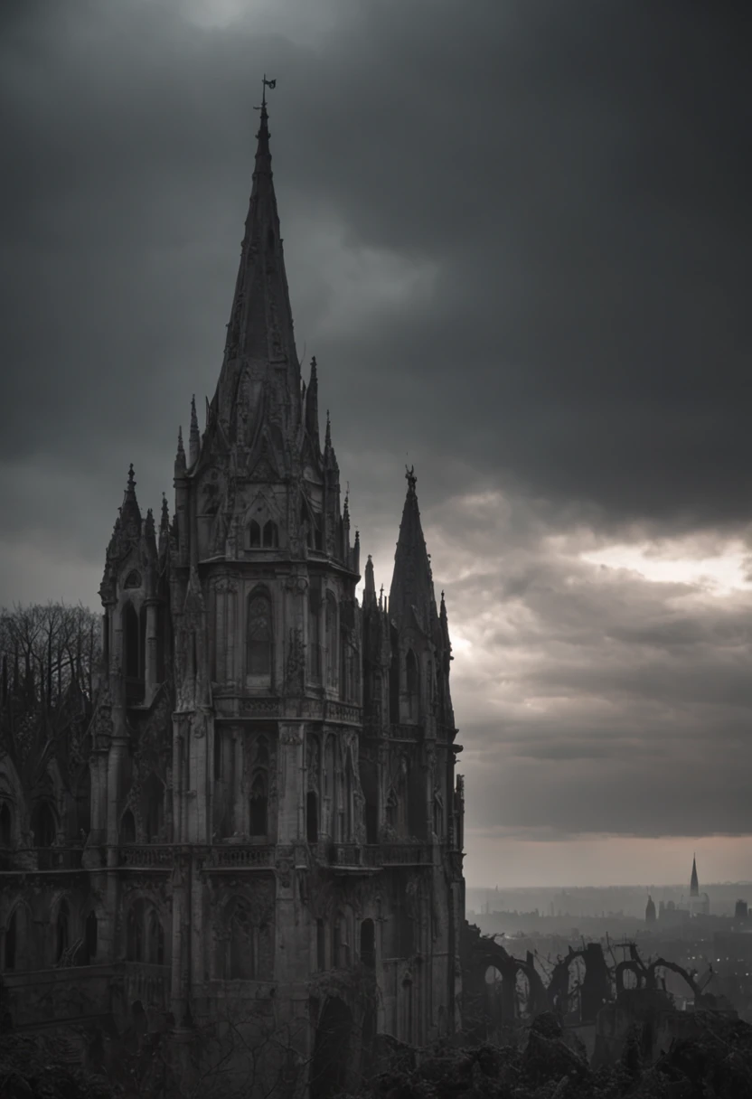 The Gothic Necroid city is a hauntingly beautiful and eerie testament to the civilization's deep reverence for death and the afterlife. Its architecture is a blend of dark aesthetics, intricate designs, and a sense of otherworldly mystique. Here's a visual description:
Cityscape:
As you approach the Gothic Necroid city, you are greeted by a sprawling metropolis shrouded in a perpetual twilight. Dark clouds loom overhead, casting an ethereal glow on the city's pale and translucent buildings. The cityscape stretches across a desolate landscape, with towering spires, ornate archways, and intricate bridges that span the gaps between buildings.
Architecture:
The buildings themselves are a fusion of Gothic and necromantic styles. Turrets, spires, and buttresses adorn the structures, reaching towards the heavens like skeletal fingers. The structures are primarily made from a dark, luminescent material that seems to absorb and emit a dim, otherworldly light. The architecture combines both grandeur and melancholy, reflecting the duality of the Necroids' relationship with death.
Mausoleum-Like Residences:
The residences in the city resemble mausoleums, with arched entrances and engravings depicting scenes of death, rebirth, and cosmic energy. Balconies and terraces are adorned with stone sculptures that seem to come to life in the shifting twilight, casting eerie shadows on the streets below.