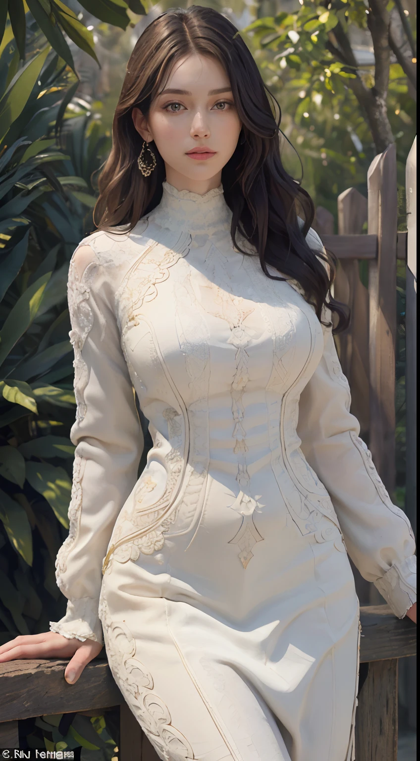 (one hand on hip:1.3) , master piece , best quality , highly detailed , woman , blouse , (matured female)