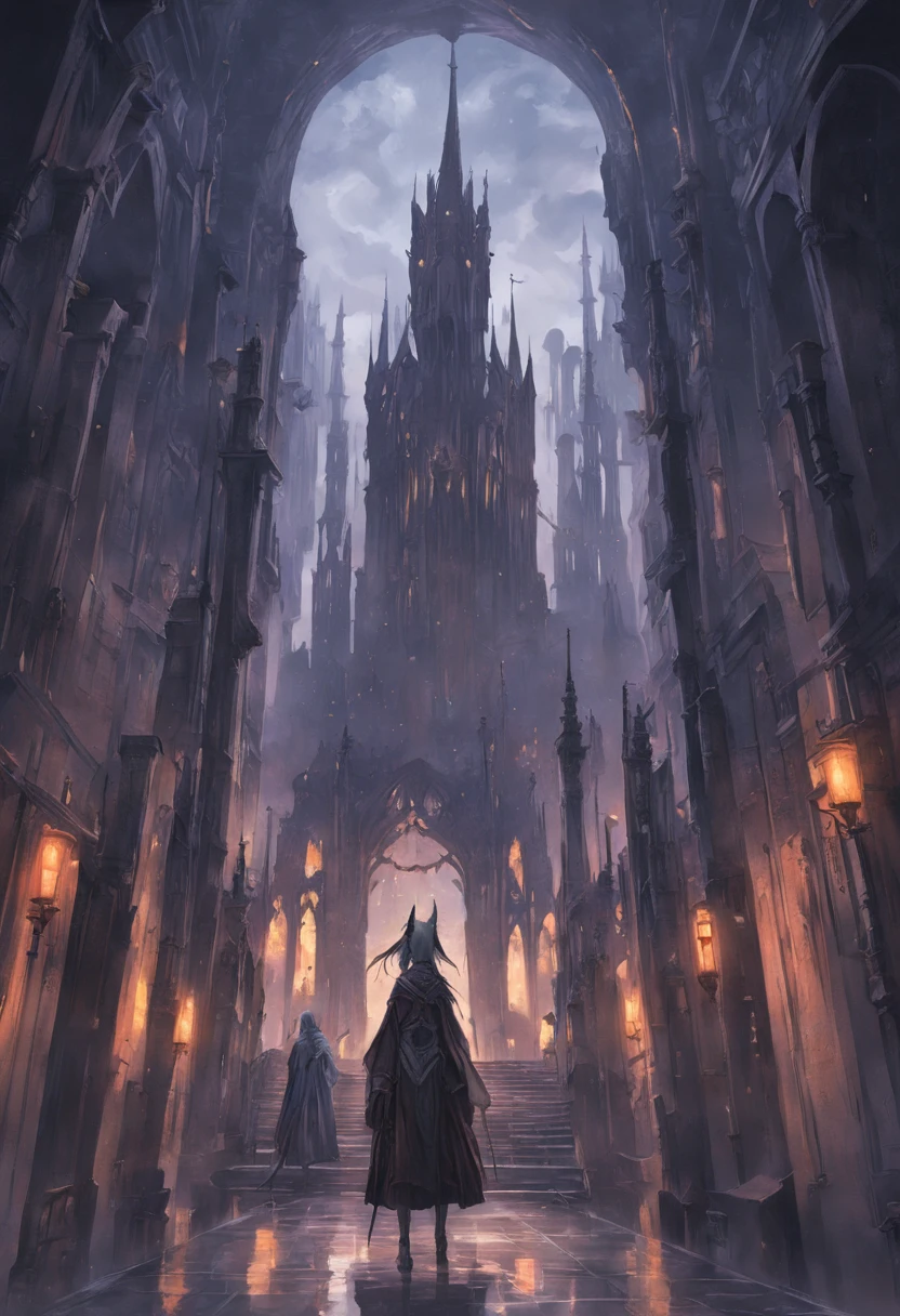 The Gothic Necroid city is a hauntingly beautiful and eerie testament to the civilization's deep reverence for death and the afterlife. Its architecture is a blend of dark aesthetics, intricate designs, and a sense of otherworldly mystique. Here's a visual description:

Cityscape:
As you approach the Gothic Necroid city, you are greeted by a sprawling metropolis shrouded in a perpetual twilight. Dark clouds loom overhead, casting an ethereal glow on the city's pale and translucent buildings. The cityscape stretches across a desolate landscape, with towering spires, ornate archways, and intricate bridges that span the gaps between buildings.

Architecture:
The buildings themselves are a fusion of Gothic and necromantic styles. Turrets, spires, and buttresses adorn the structures, reaching towards the heavens like skeletal fingers. The structures are primarily made from a dark, luminescent material that seems to absorb and emit a dim, otherworldly light. The architecture combines both grandeur and melancholy, reflecting the duality of the Necroids' relationship with death.

Mausoleum-Like Residences:
The residences in the city resemble mausoleums, with arched entrances and engravings depicting scenes of death, rebirth, and cosmic energy. Balconies and terraces are adorned with stone sculptures that seem to come to life in the shifting twilight, casting eerie shadows on the streets below.
