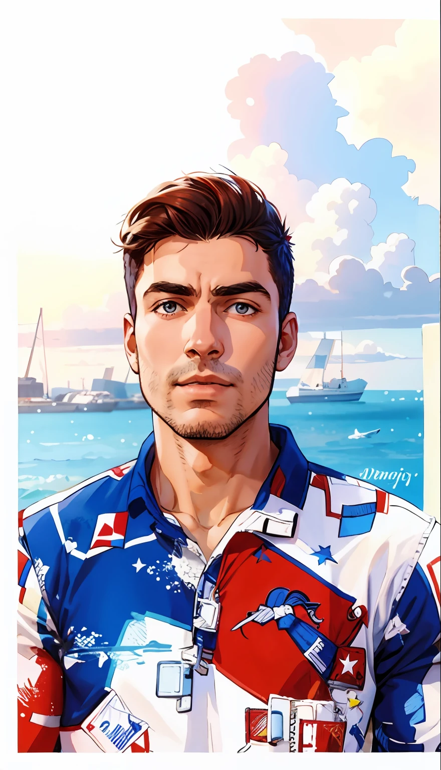 French guy Super Hero White Blue and Red clothes French clothes France flag