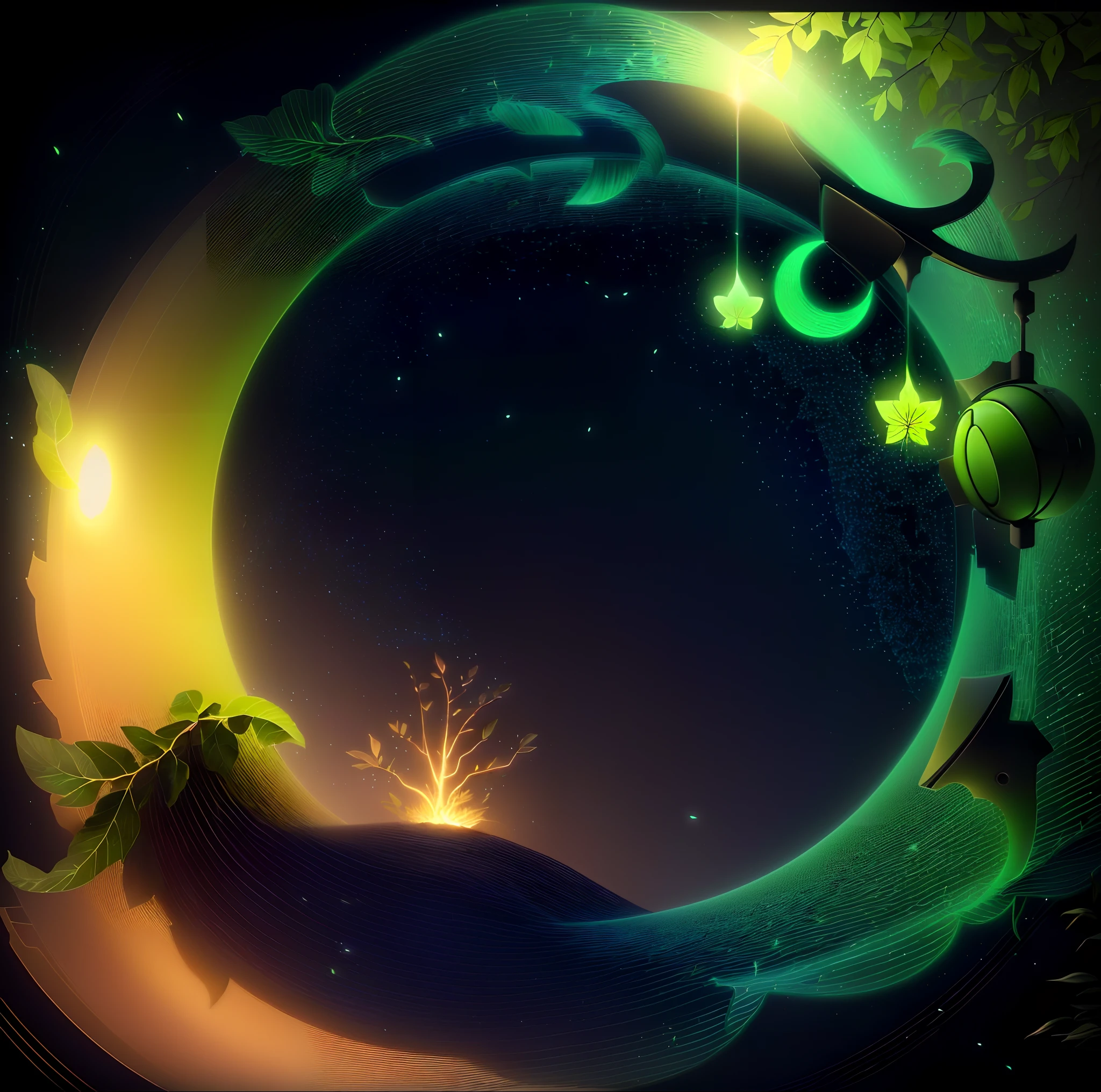 Masterpiece, best quality, (extremely fine CG unity 8k wallpaper), (best quality), (best illustration), (best shadow), the UI interface frame design adopts the natural elements of the jungle theme. The avatar frame is designed in a circle, surrounded by delicate leaves and branches, as well as fireflies and glowing particle effects, (UI interface frame design), (natural elements), (jungle theme), (circle), (leaves), (Branch), (Firefly), (Glow), (Particle Effect). , isometric 3d, octane rendering, ray tracing, ultra detailed