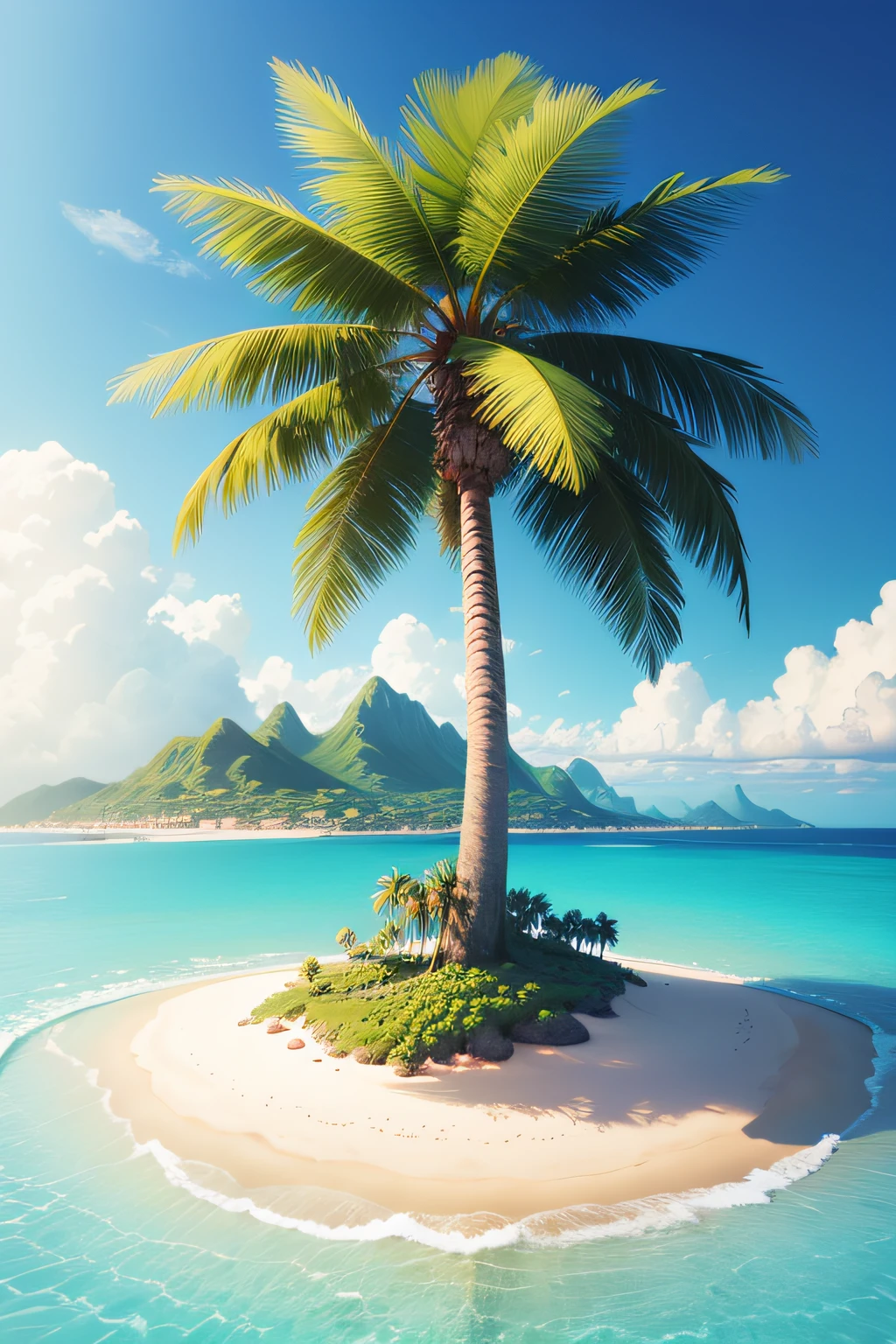 a palm tree , island landscape, vector-art --auto