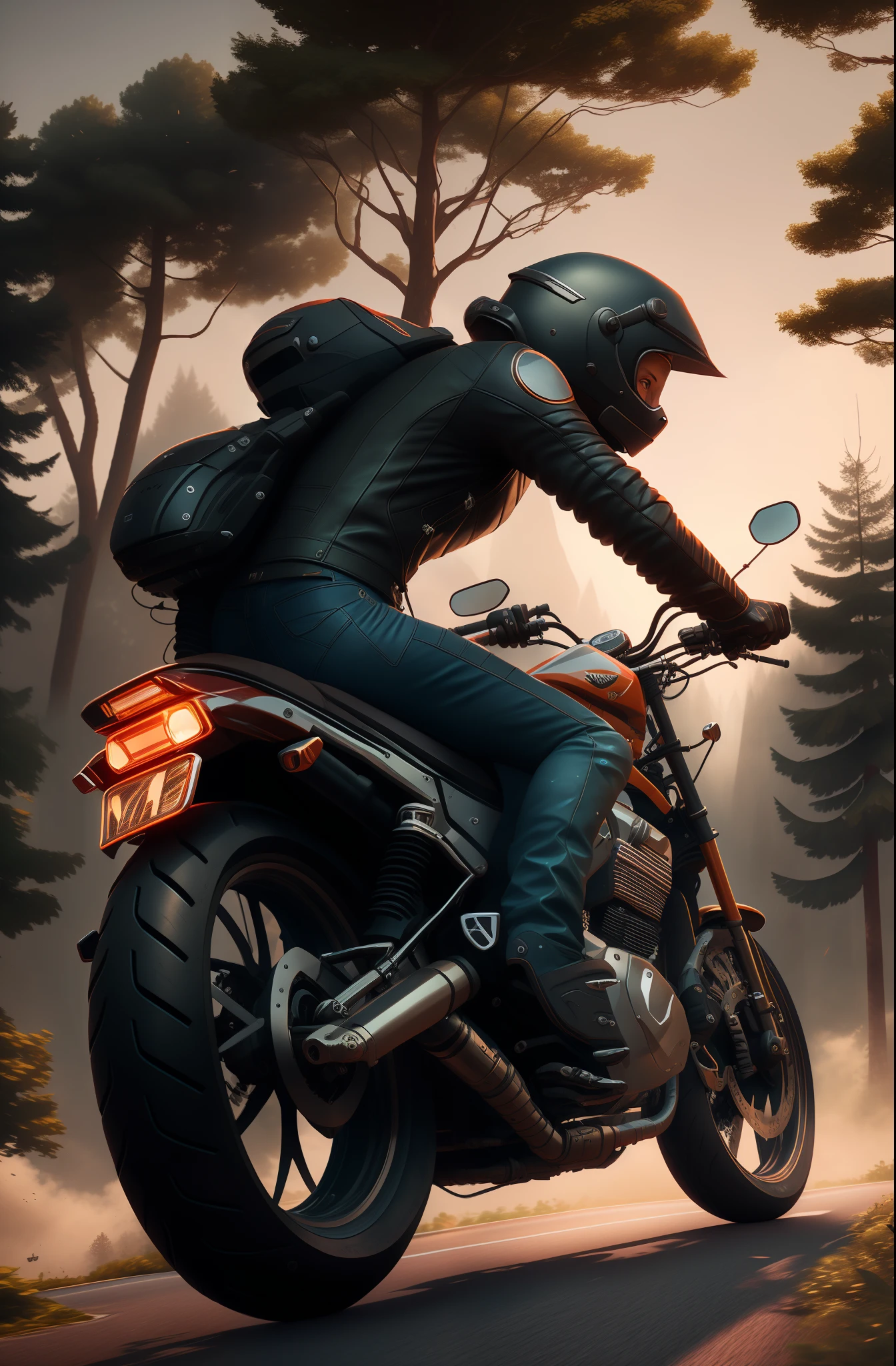 Motorcycle riders wear full leather gear,Ride on a road with trees in the background, biker, picture of a female biker, motorbiker, riding a motorcycle, motorcycle, wojtek fus, picture of a male biker, Motorcycles, motorcycle concept art, key art, Riding, alexey egorov, adventure hyper realistic render, Wallpaper phone, triumph