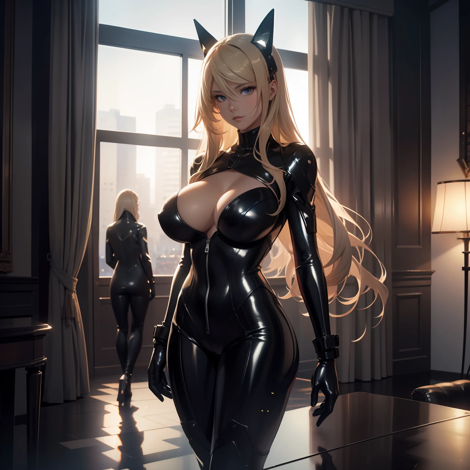 Black, Latex, Rubber, Full Length Suit, Full Body Suit, Zentai, Zentai Suit, Boots, High Heels, Gloves,
Female Model, Beauty, Beautiful Woman, Blonde, Blonde Hair, Photorealistic, Realistic, Best Quality, Slim Body, Big Tits Ditto, Big Boobs, Big Breast, Best Lighting,
(5 Star Hotel Background), (Beautiful night view from the window)
(Detail:1.1), Extremely normal hands, Extremely normal legs,
HDR (High Dynamic Range), NVIDIA RTX, Hyper-Resolution,
Depth of Field, Low ISO, White Balance, 8K raw data