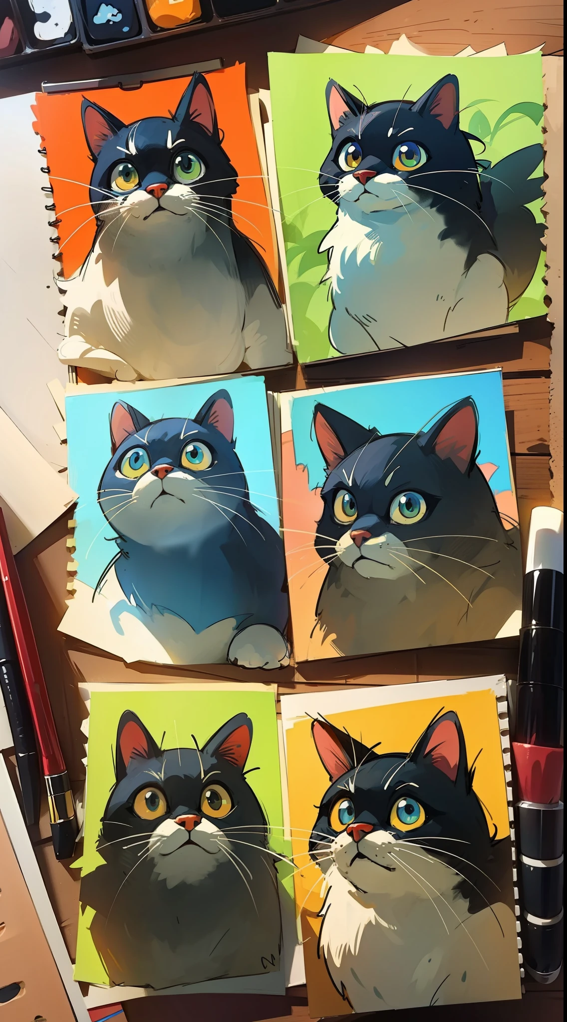 Furry pet funny + cartoon artstyle + Watercolor painting +