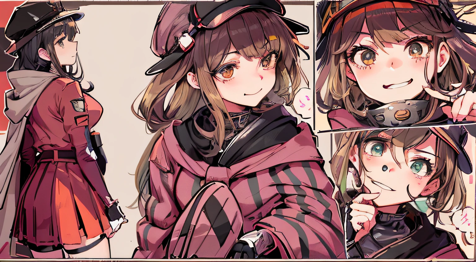 Close up of cartoon picture of woman in hat, Kantai collection style, Fine details. Girl Front, girls frontline style, Kawasi, anime moe art style, Detailed fanart, from girls frontline, 🍁 Cute, Marin Kitagawa fanart, 🍂 Cute, lovely art style, [[[[grinning evily]]]], Pixiv style