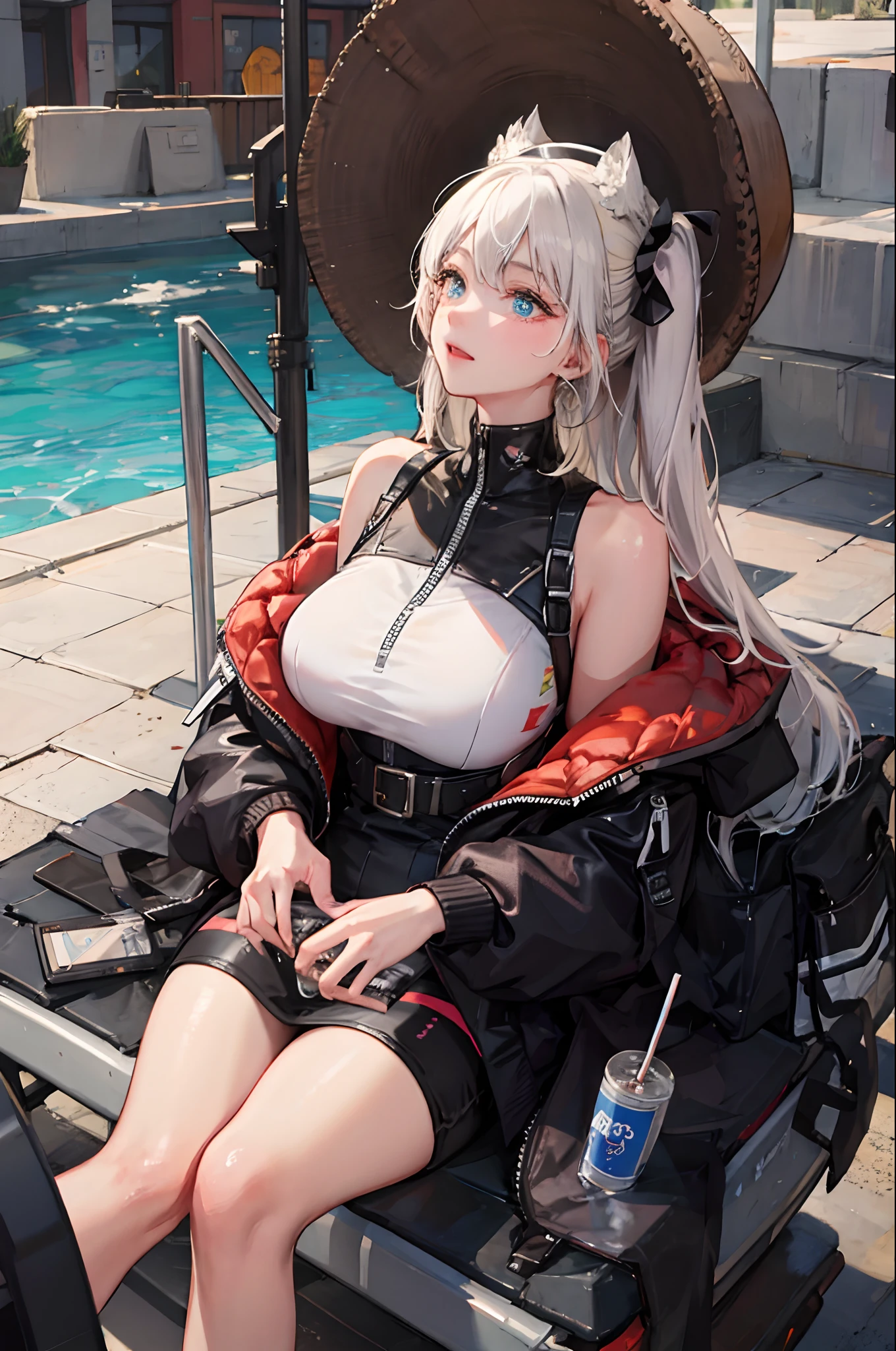(((highest quality)))), ((Masterpiece)))), (Ultra detail: 1.3), (Hi-Res), Amazing, Complex, Illustration, (artgerm: 1.2), ((Highly detailed wallpaper 4k CG Unity)))), official art, original, intense angle, sunlight, (High contrast: 1.2), (Colorful), cinematic lighting, (Very detailed and beautiful: 1.33), (( Young petite female model)), (cute: 1.33), sitting, ([diamond: 1.3|eyes]: 1.2), big round eyes, V-shaped_eyebrows, long white eyelashes, (seductive laugh), ([Opal:1.9|gradient_hair:1.3]:1.2), (hair dripping: 1.25), (detailed super oily glossy skin: 1.2), ( Skin dent: 1.2), ([wet: 0.8|Mucus]), armpits, (detailed hands and fingers: 0.9), simple clothes, no back, (pleats: 1.2), cross_necklace, (white lavender [school open back plunge shirt: 0.3]: 1.3), (middle chest: 1.15), (inner chamber cutout: 1.2), (inguinal cutout), no panties, (sketch: 0.8), The girl in the 2D anime is sitting on a giant toad surrounded by giant mushrooms and colorful butterflies, no shoes, (wet) clothes, (wet) thighs, she has a curious and adventurous expression on her face as she explores the strange and mysterious garden. (blush), her hair is styled with candy-floss-colored pigtails adorned with a pair of oversized bows. She holds a lollipop in one hand and a butterfly in the other. The atmosphere is whimsical and playful, and it is clear that she is in her elements and enjoys fantastic garden moments.,Yokai\(Arc Knights\), red_eyes 1 girl, bangs, bare_shoulders, breasts, clouds, detached_sleeves, hair_between_eyes, long_hair, looking_at_viewer, medium_breasts, red_eyes, silver_hair, Solo, very_long_hair, white_headwear(nsfw:1.0)(wet_clothes:1.3)(very_large_breasts:1.4)(female fluid,steam,(blush,sound_effects,convulsion,trembling,trembling,chest bouncing, Messy hair, steaming_body:1.1) (Face: 1.2)(NSFW:1.0) (Nude: 1.0)(Nipples:1.5)(: 1.5)(stationary_restraints:1.2)Plug, Middle Breast, (Viewer: 1.2) (Spoken Heart, Spoken Blush: 1.2), Juice: 1.3), (Female bodily fluids, steam, (blush, sound_effects, twitching, trembling, trembling, bouncing breasts, messy hair, steaming_body: 1.1), (saliva: 1.2), after_sex, (effect *_motion_blur: 1.2) on face) (milking: 1.0) (tentacle cun: 1.5) (pubic tattoo: 1.1) (tentacle_sex: 1.5) (double insertion: 1.2) (buttocks: 1.1) Spector