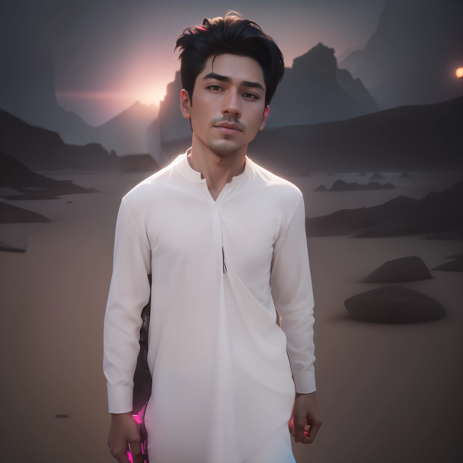 Wearing realistic neon background 8k