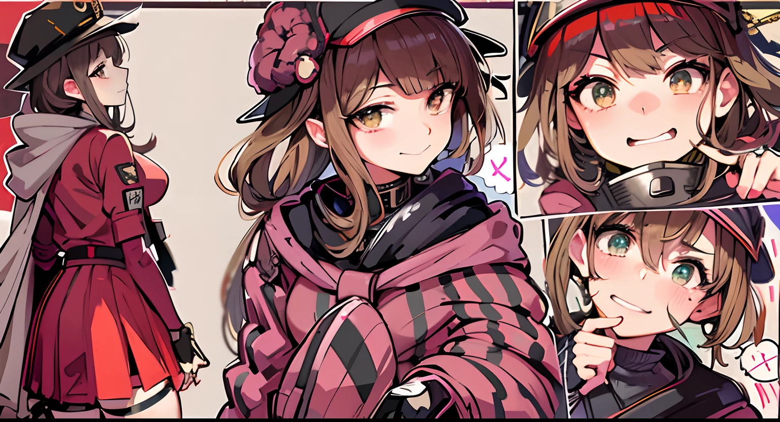 Anime characters with different expressions and hats in the collage, Kantai collection style, Female protagonist 👀 :8, anime moe art style, Marin Kitagawa fanart, cute anime girl portraits, from girls frontline, girls frontline style, Anime style portrait, Detailed fanart, portrait of cute anime girl, High Quality Anime Art Style, Cute anime girl, Kawasi, portrait anime girl