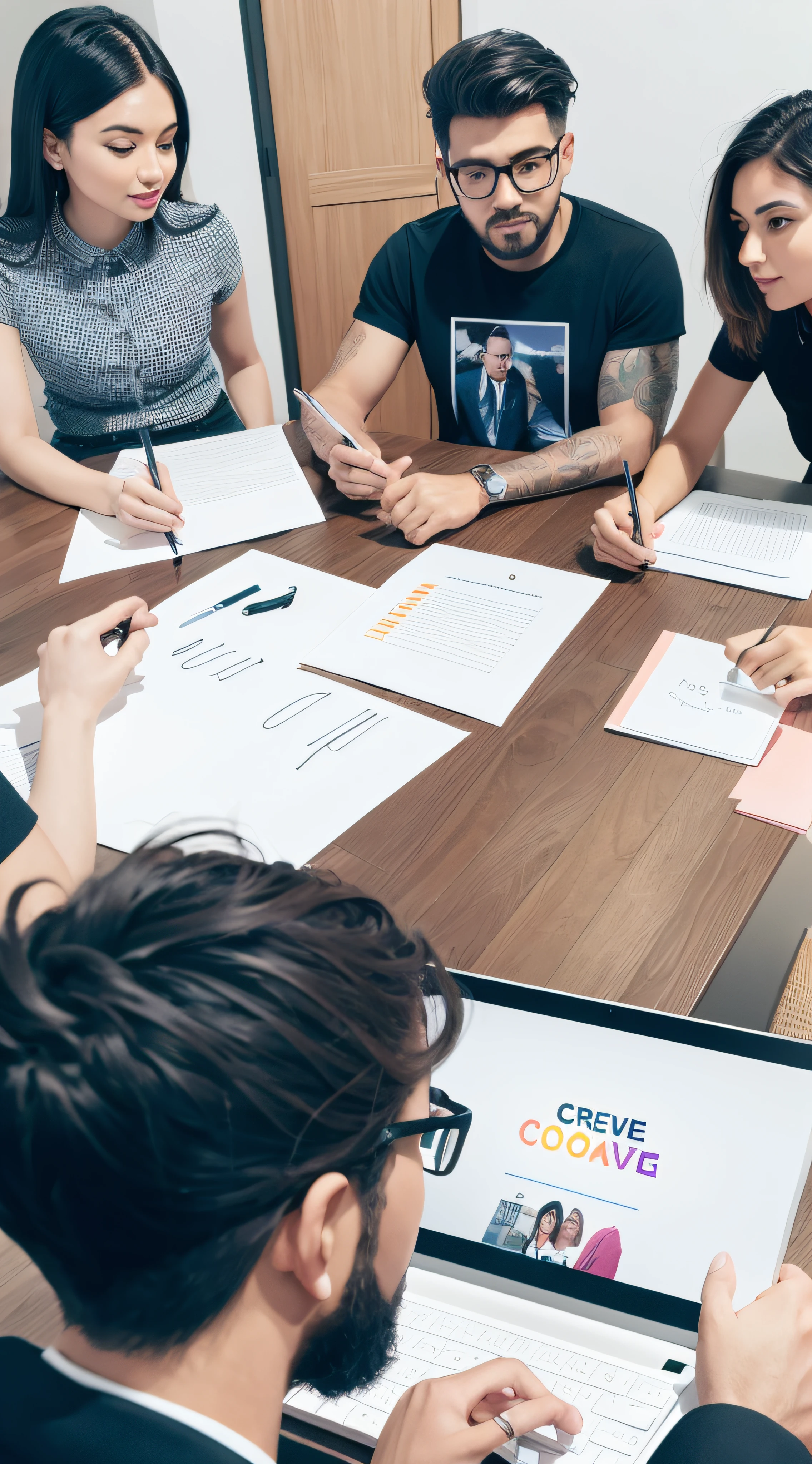 Creative brainstorming session with the brand team and influencers]