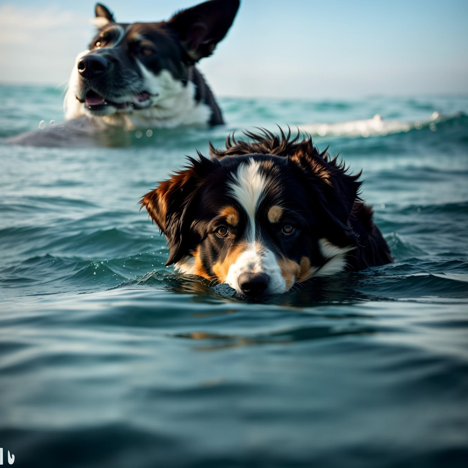 There was a dog and whale swimming in the water, In the ocean, In the water, In the sea, Swim in the ocean, On the ocean, the king of the seas, floating in the ocean, on the ocean water, 9gag, border collie, Swim in the ocean, Tsunami behind him, floating on the ocean