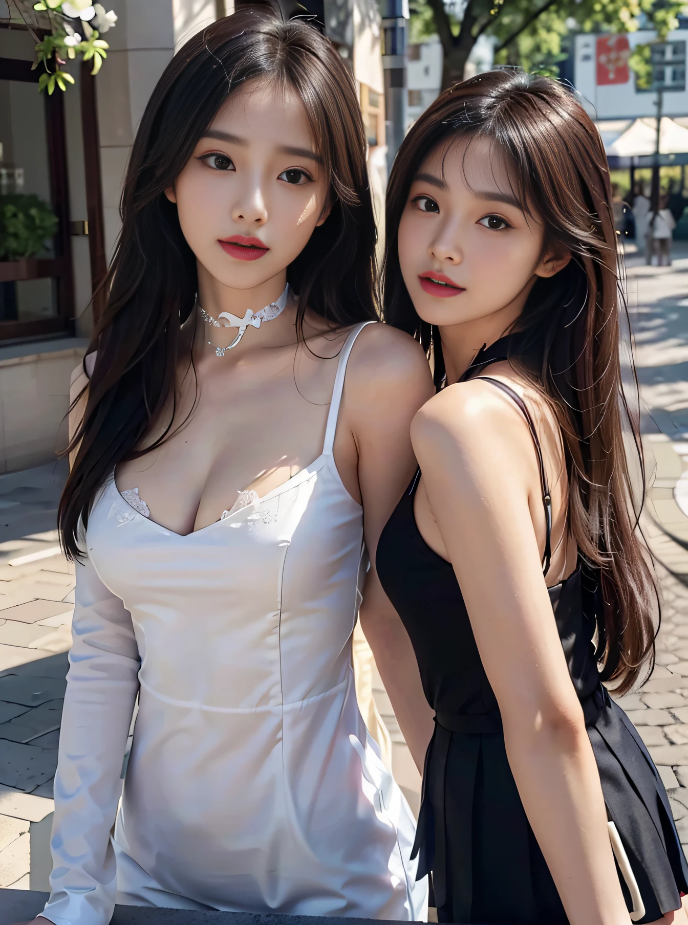 A delicate beautiful girl，goddes，Fairy air fluttering，beautidful eyes，Charming eyes，Moisturized lips，Milk tea brown gray long hair，（ssmile：1.3），Detailed portrayal of the face，The expression described in detail，Detailed depiction of facial features，Master masterpieces，finedetail，Describe the role in detail，Detailed depiction of hair，Carefully depicted sexy body，The body is bumpy，Detailed depiction of hands，Clothes depicted in detail，Detailed portrayal of the face，s the perfect face，（No fingers exposed），orthofacial，choker necklace，lipsticks，eardrop，，Three-quarters photo，Works of masters，Infinitely close to reality，（fully body photo：1.3），Highest image quality，best qualityer，infinite details，8K分辨率，((Korean JK uniform 1.3)))，(((JK school uniform)))，((sakurabackground))，Healthy and well-proportioned body，upper legs