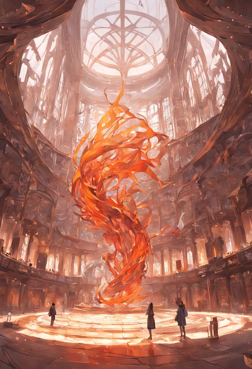 In a palace of knowledge, the library,Two huge sculptures stand out in the center of the room。The first sculpture is the embodiment of idealism,It is like a burning flame,flowy、Abstract and mysterious。The sculpture does not have a definite shape,It is like an invisible cloud,It's constantly changing,As if searching for its substance and meaning,Embodies the spiritual world of idealism。The other sculpture is representative of materialism,It is hard as a rock,Simple and robust,It seems to be shaped by the earth itself。Every detail is full of reality,It radiates reason and logic,It expresses the practicality and objectivity of materialism。These two sculptures,One movement and one silence,One abstract, one figurative,It's like yin and yang in the universe,Reflect each other,Two basic human attitudes towards the search for knowledge and truth are revealed。