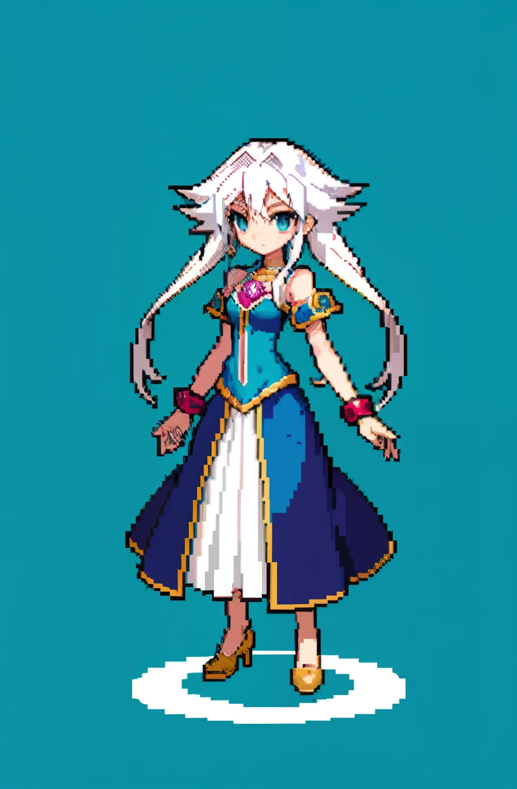 masterpiece, top quality, best quality), pixel,pixel art, 1 girl, aquarius girl, yugioh, fullbody, no background, long white hair, water jar