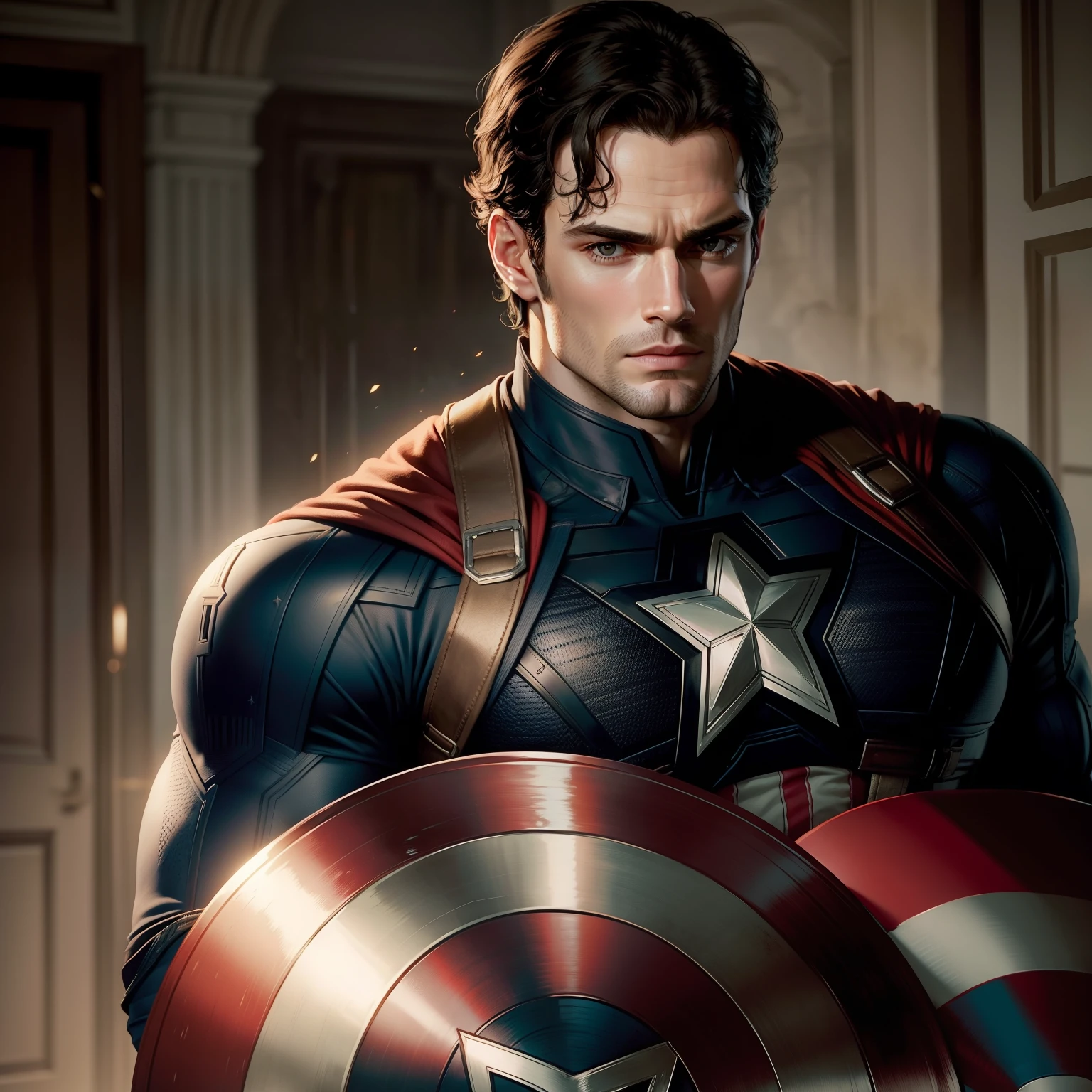 Henry Cavill wearing captain America