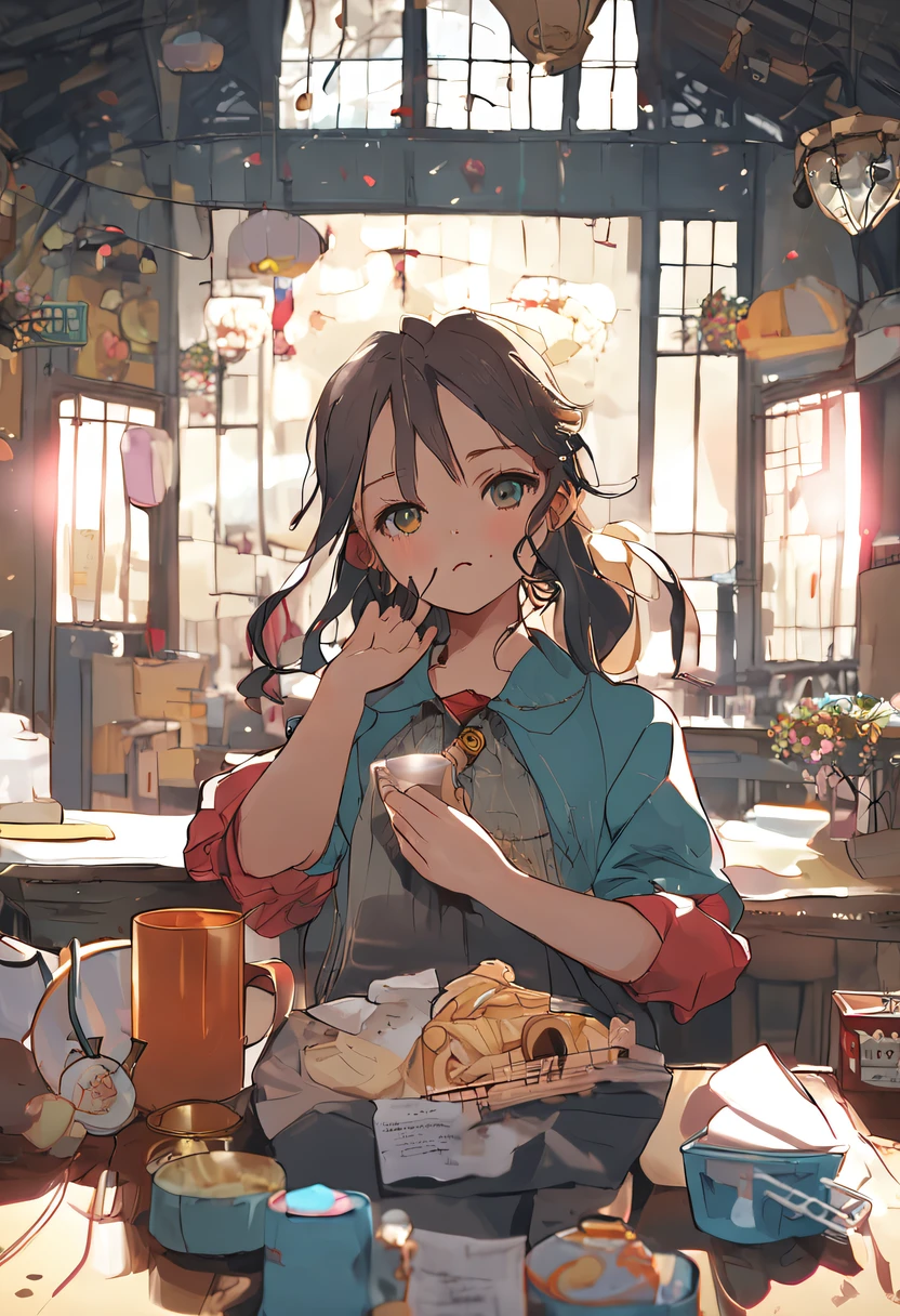 a beauty girl、Ahe、realisitic、Cross-eyed、Akkanbe、年轻、cute little