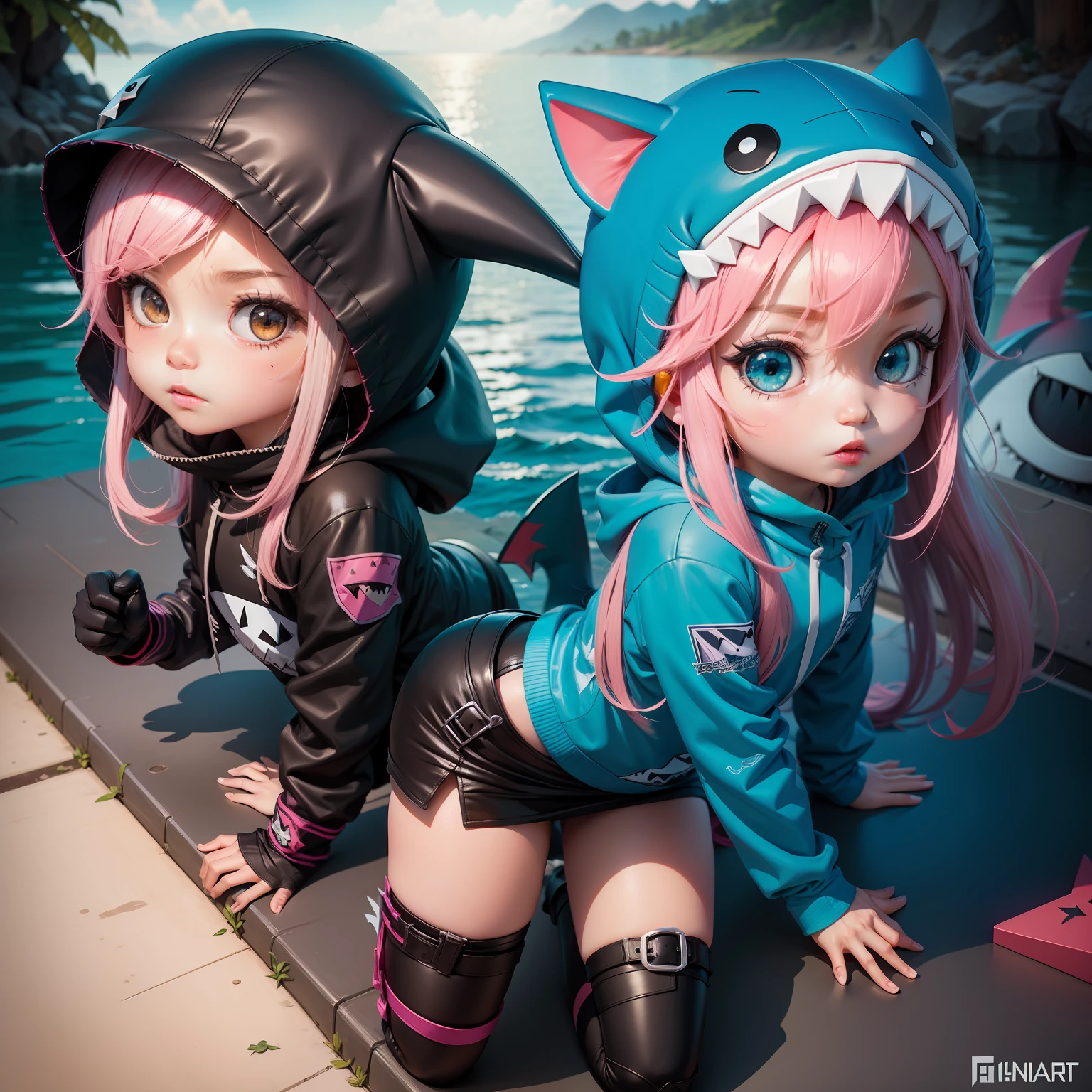 Blink, Chibi, Complete broker, Mega Mini, ninjartist, Shark hat, Shark tail, Shark costume, stealth, Hibiscus in one part,