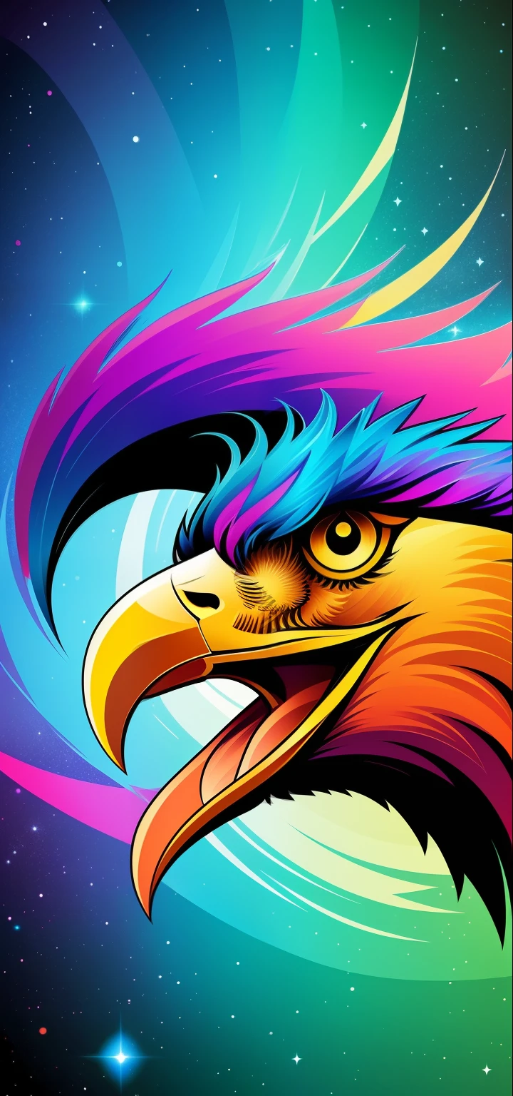 Impresionante arte vectorial, Creative design , Aquila , Arte de Eagle Line, Color design, Full of color - Eagle, escena de fondo nebulosa