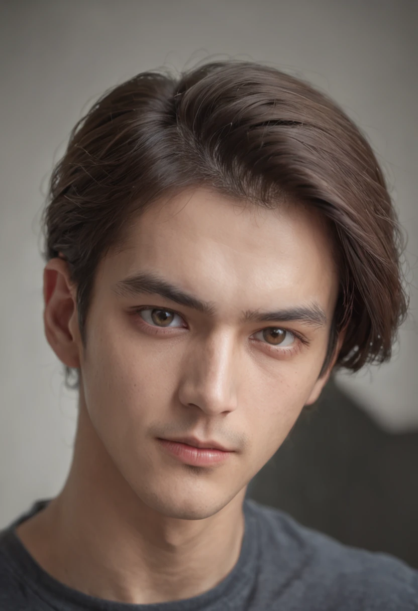 man, male, straight hair, calculating look, youthful clothes