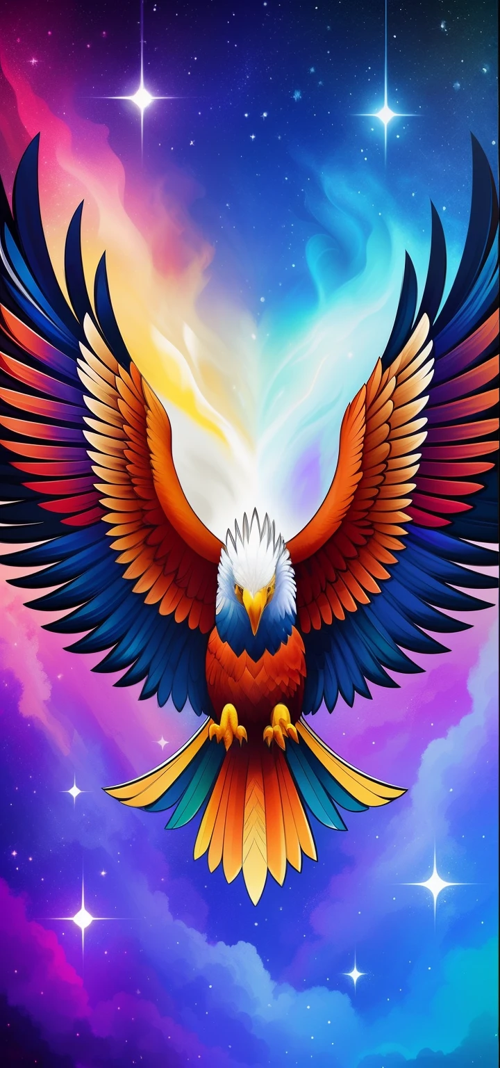 Impresionante arte vectorial, Creative design , Aquila , Arte de Eagle Line, Color design, Full of color - Aquila, escena de fondo nebulosa