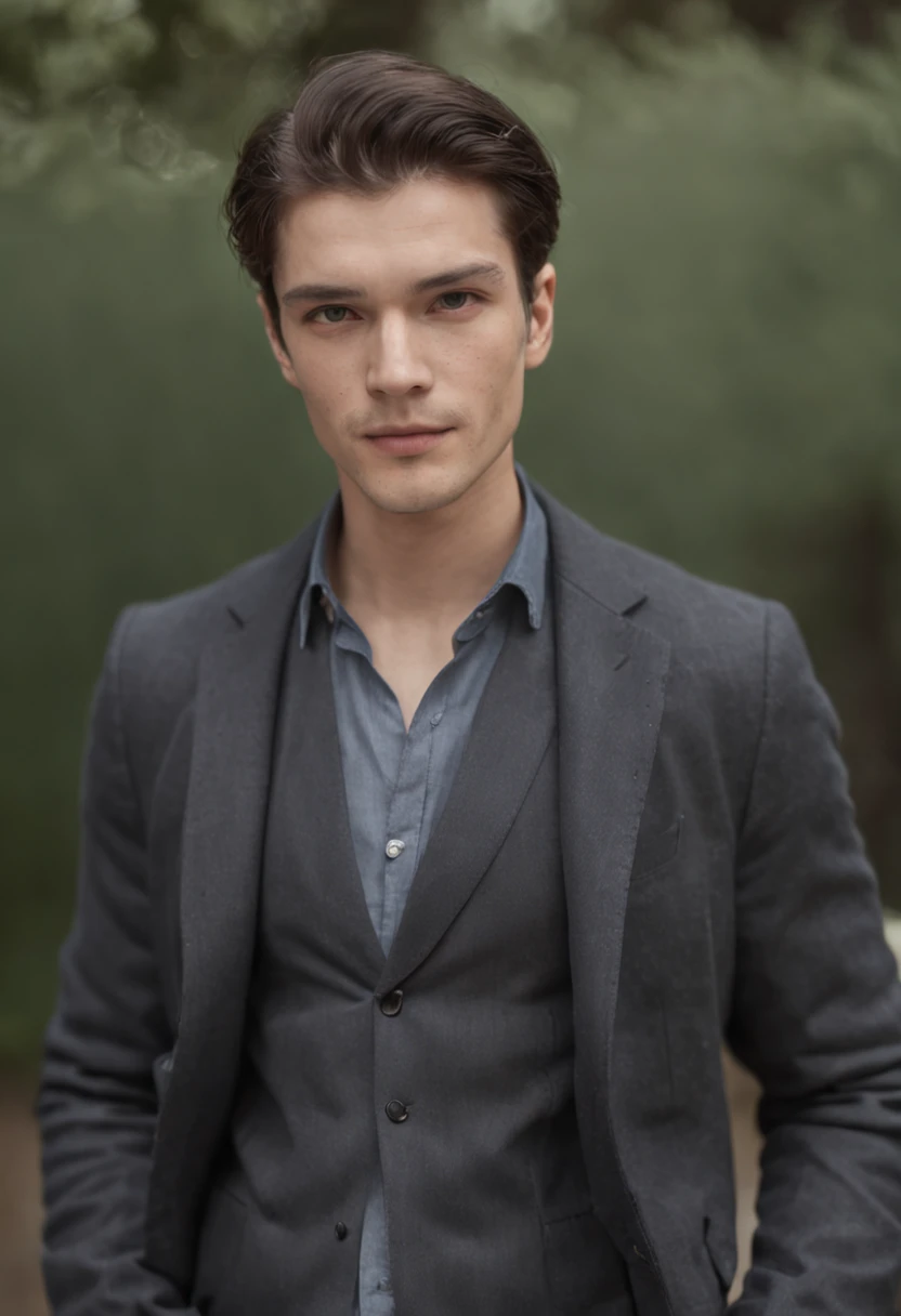 man, male, european, 30 years old, straight hair, calculating look, youthful clothes